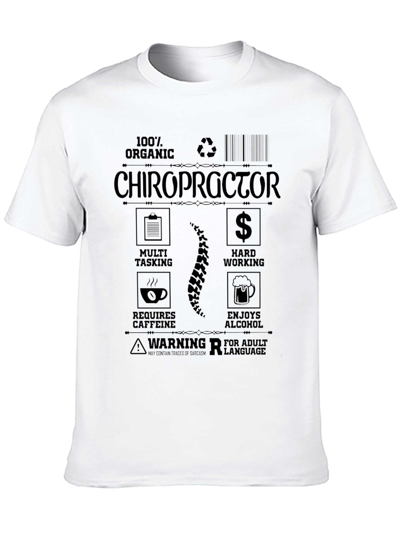 Black Chiropractor T-Shirt: 100% Organic Adult Humor view 10