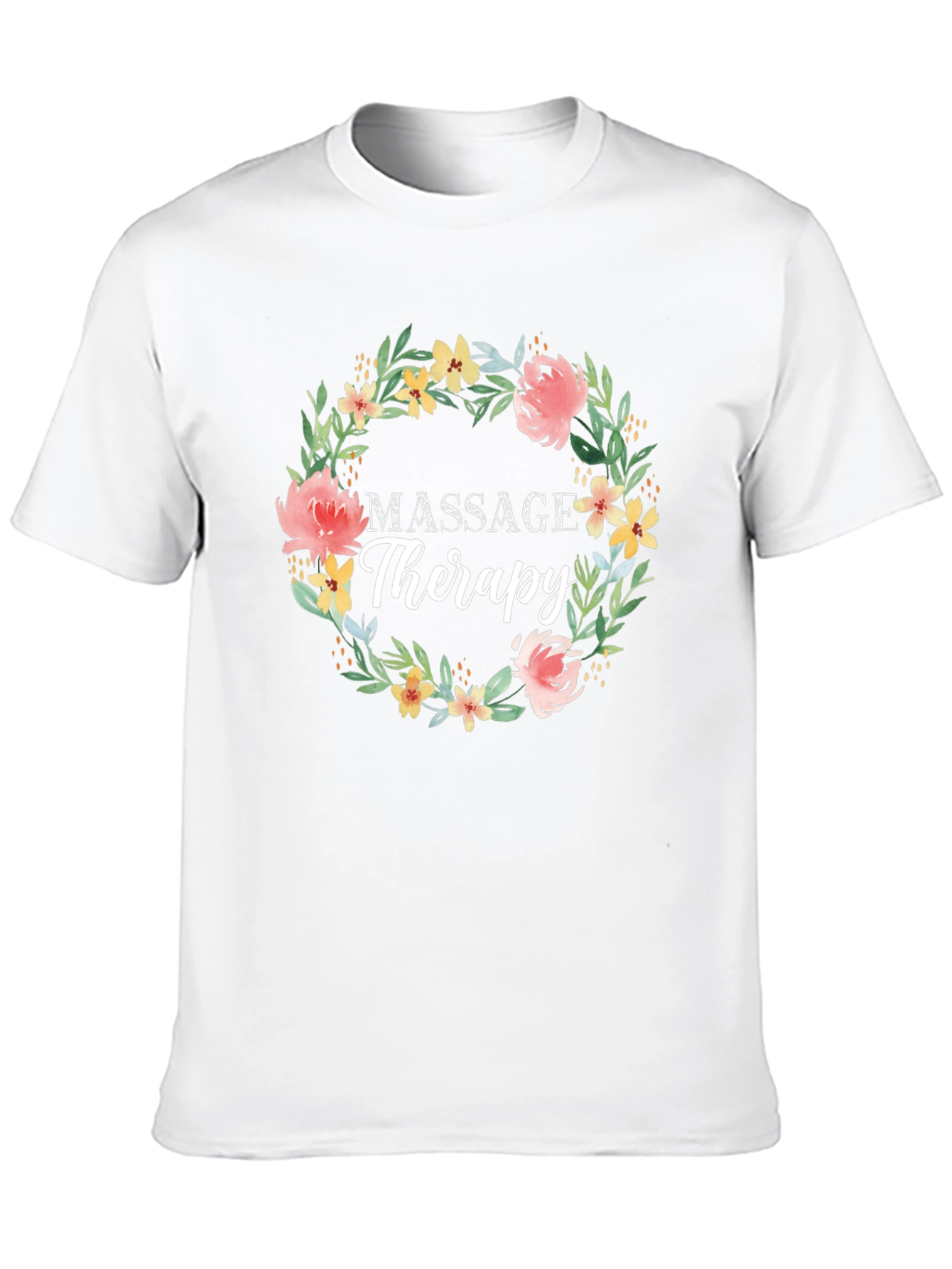Black Massage Therapy Floral Wreath T-Shirt view 10