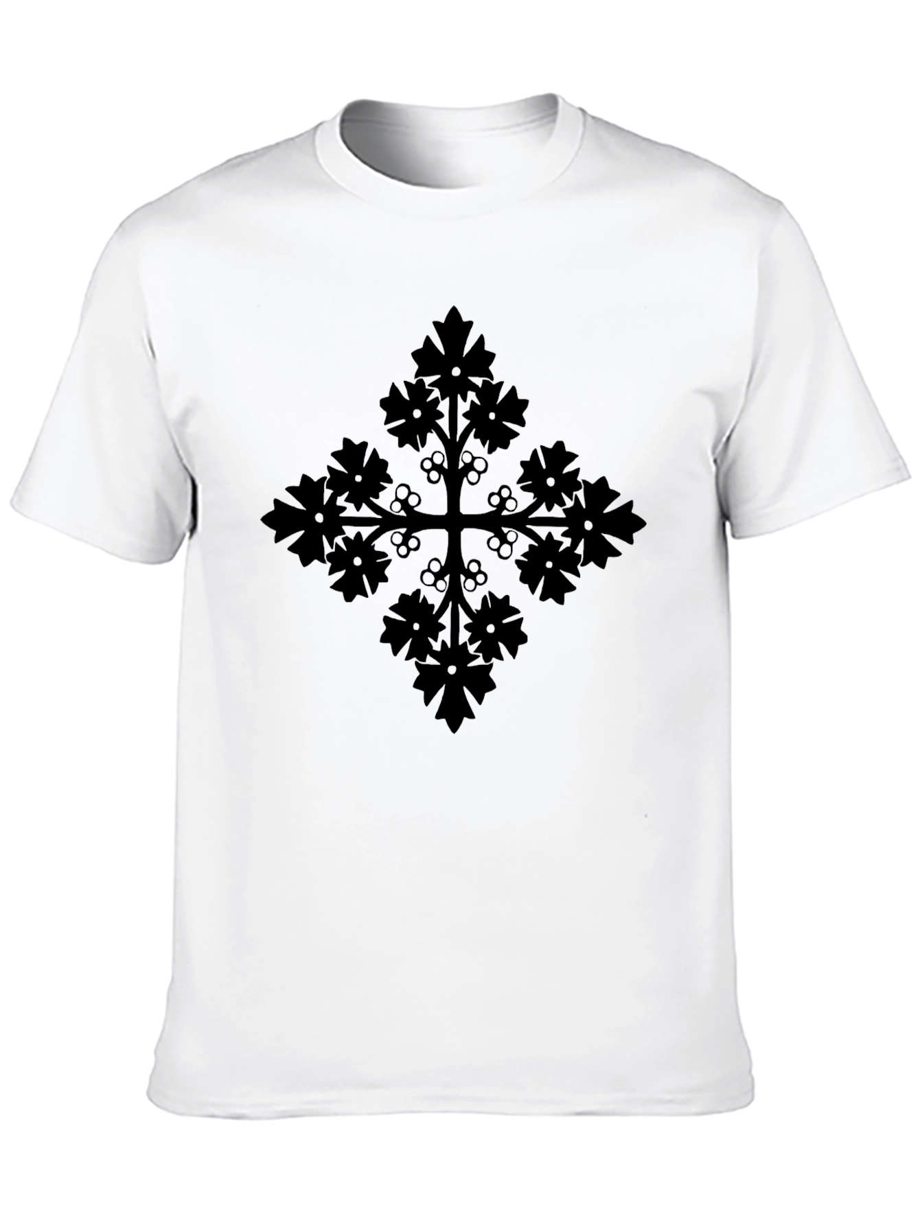 Black Black Tee with Floral Cross Design view 10