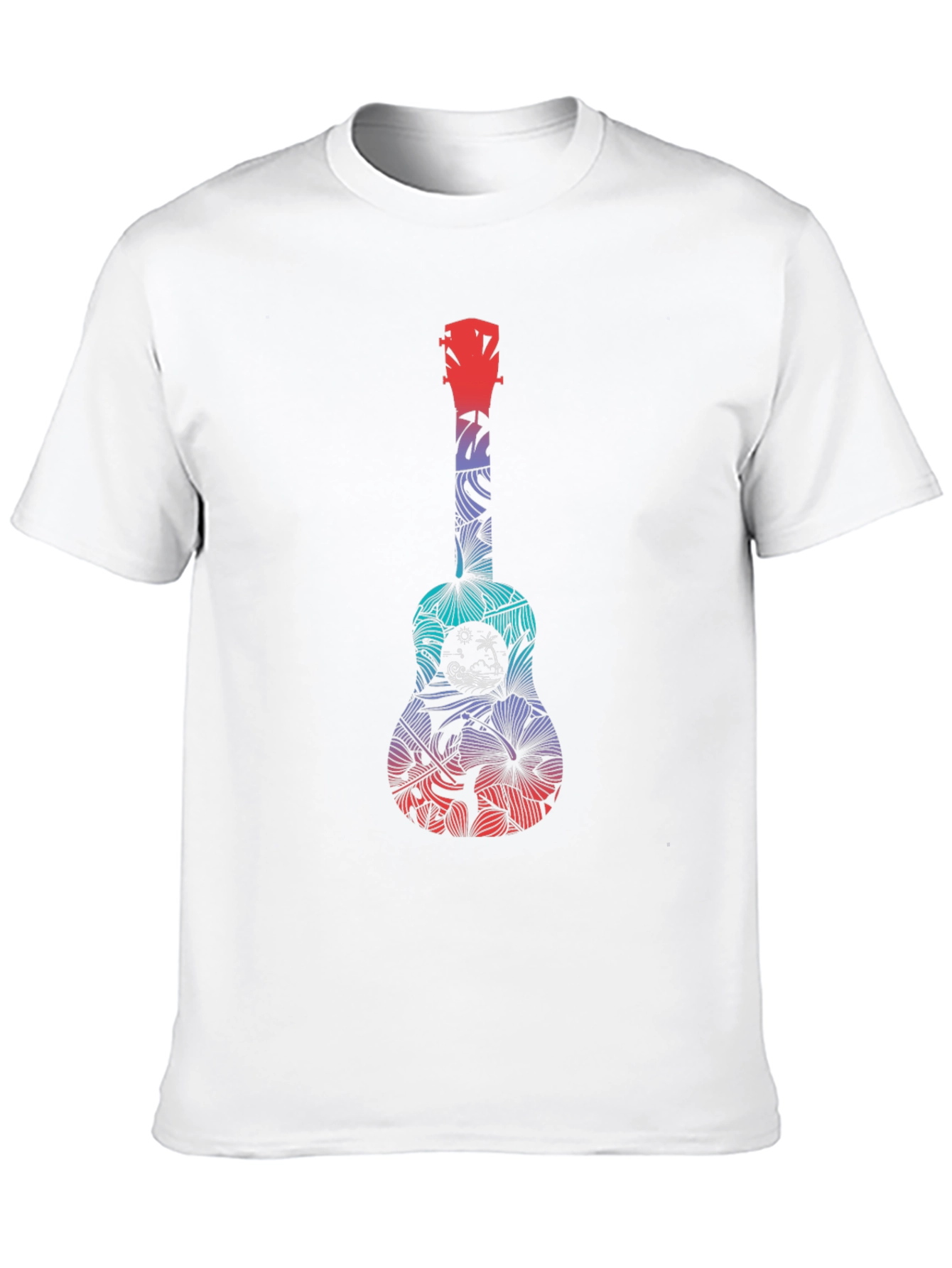 Black Tropical Ukulele Graphic Tee - Black Cotton T-Shirt view 10