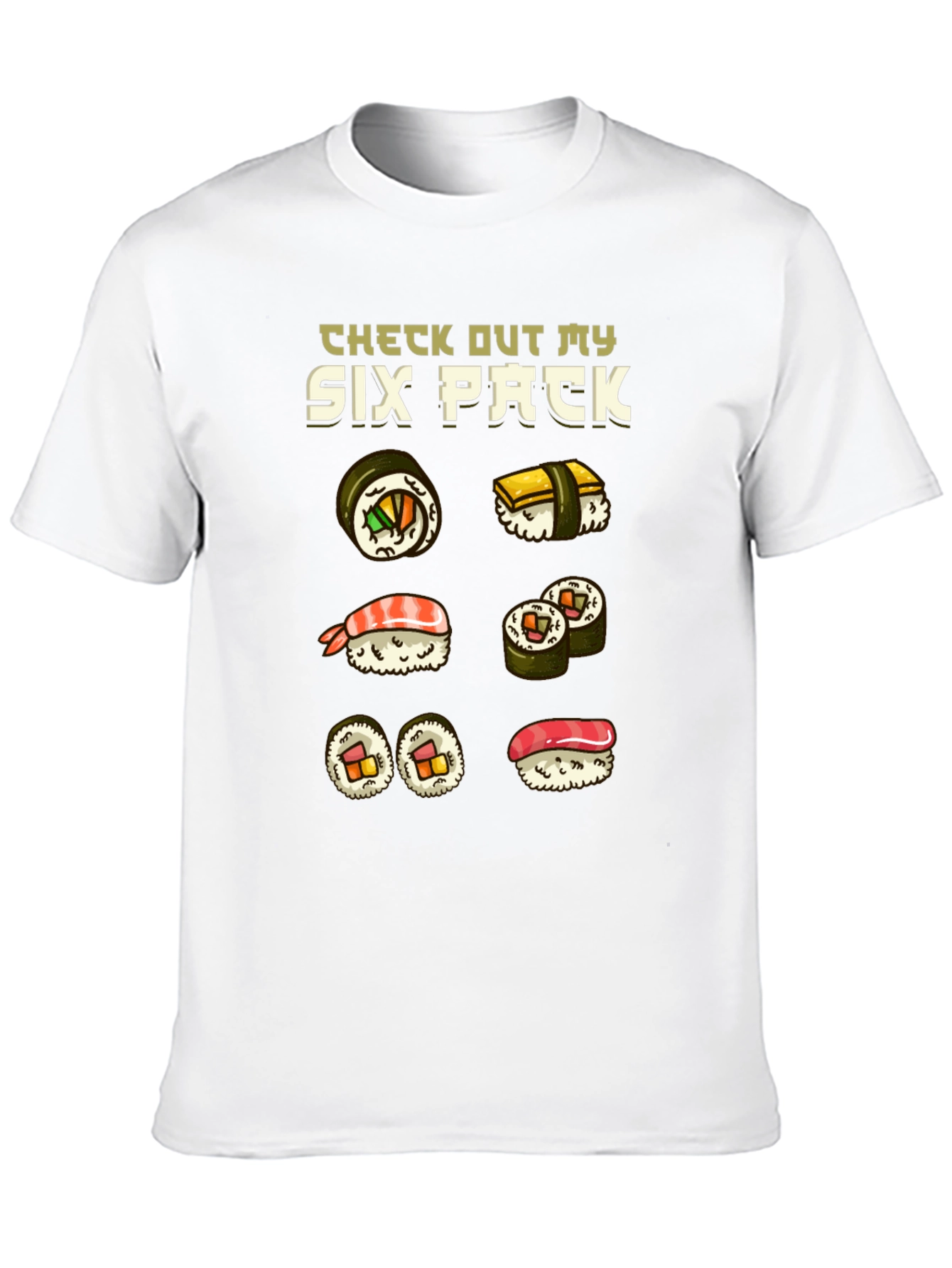 Black Sushi Six Pack Funny T-Shirt view 10