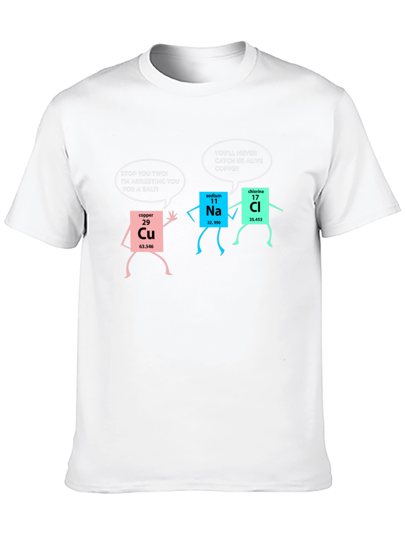 Chemistry Humor T-Shirt: Arresting for a Salt - 10