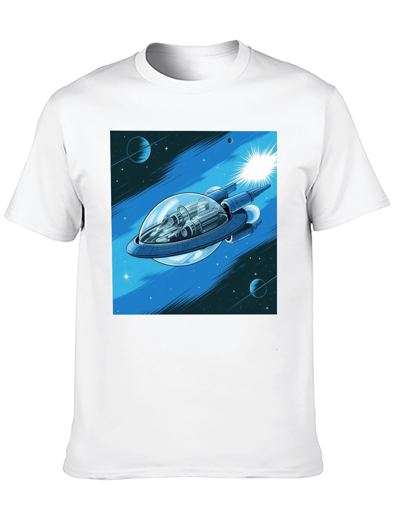 Black Sci-Fi Spaceship Graphic T-Shirt view 10