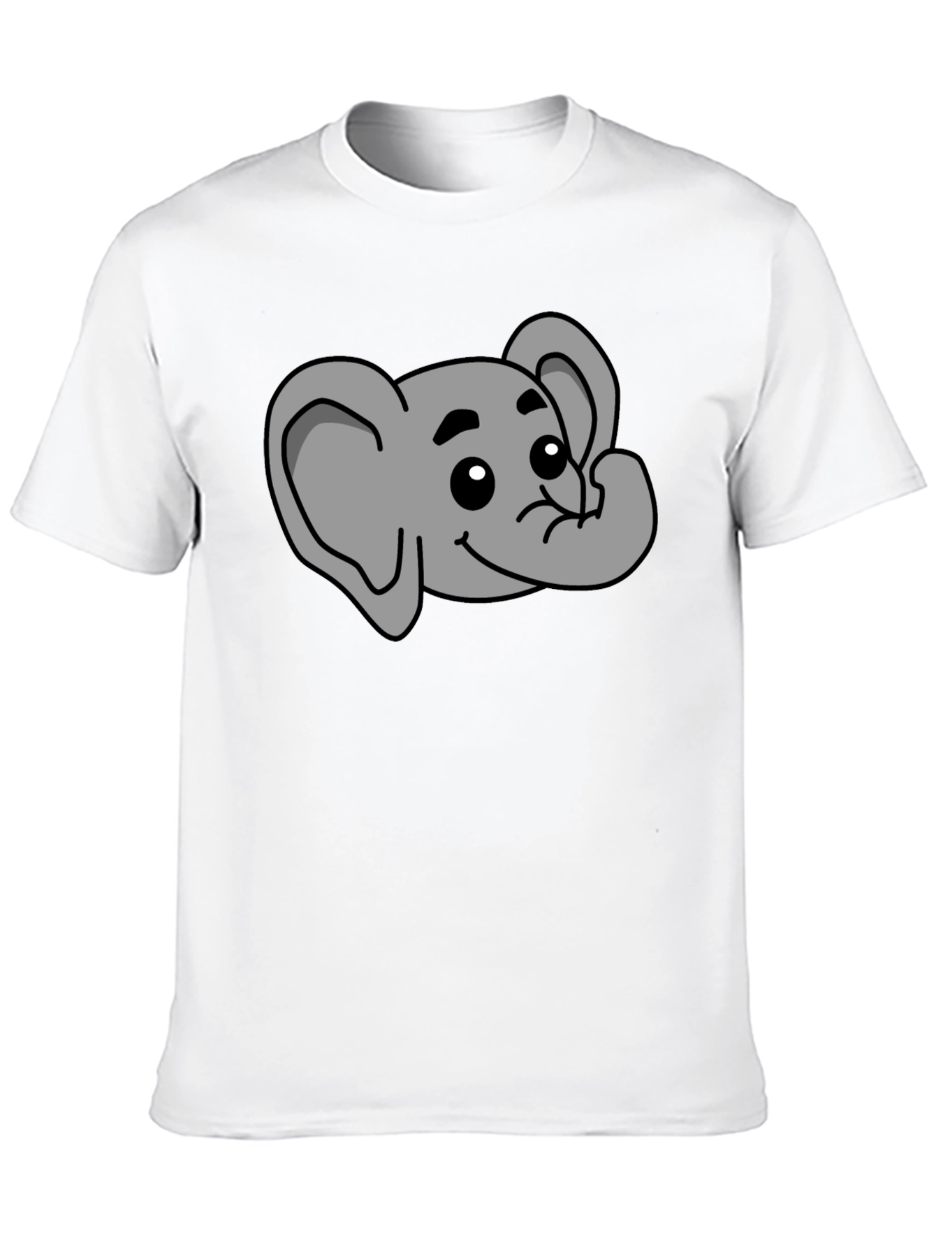 Black Cute Elephant Graphic T-Shirt - Black Cotton Tee view 10