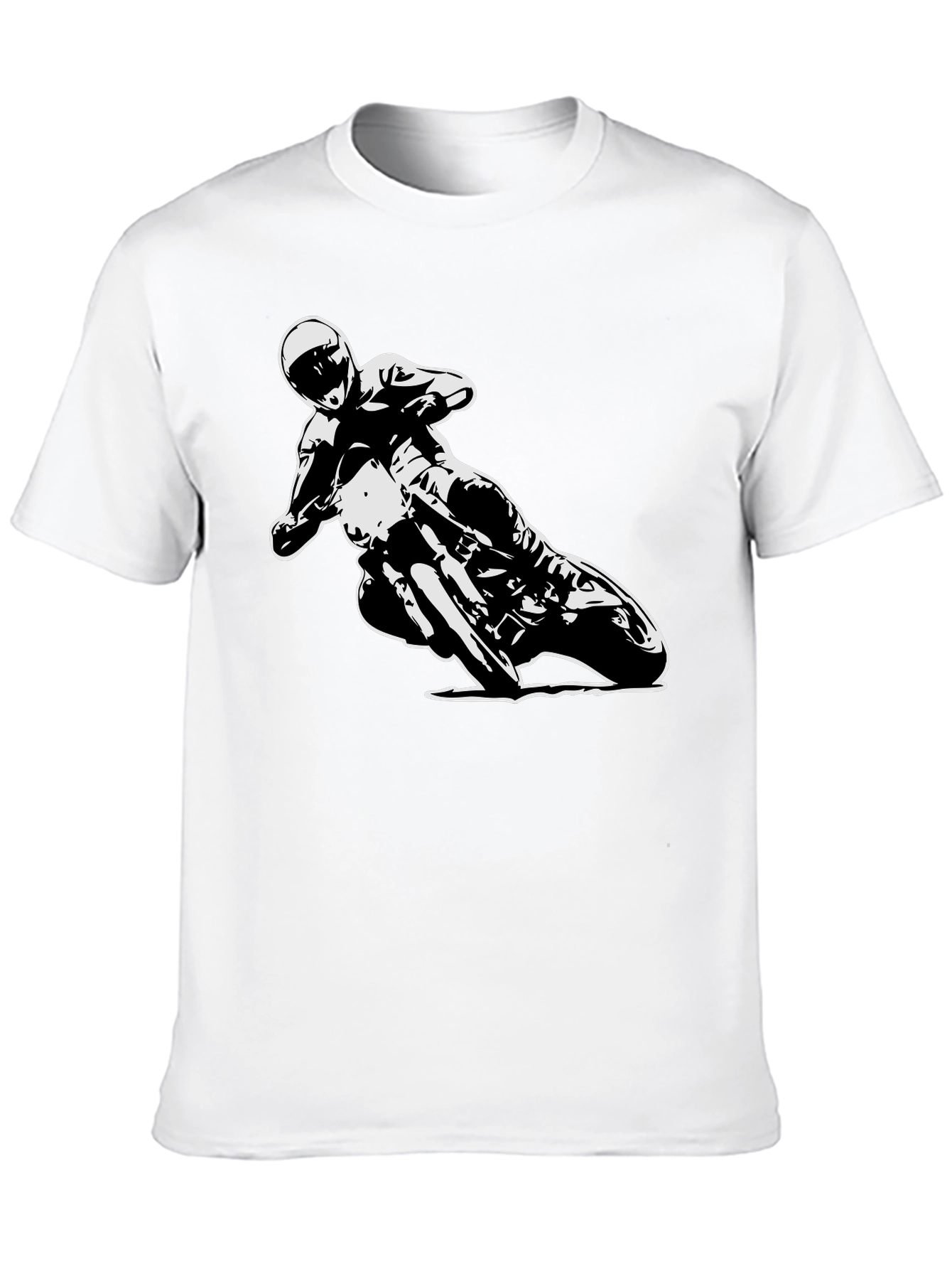 Black Motorcycle Rider Graphic Tee - Black Cotton T-Shirt view 10
