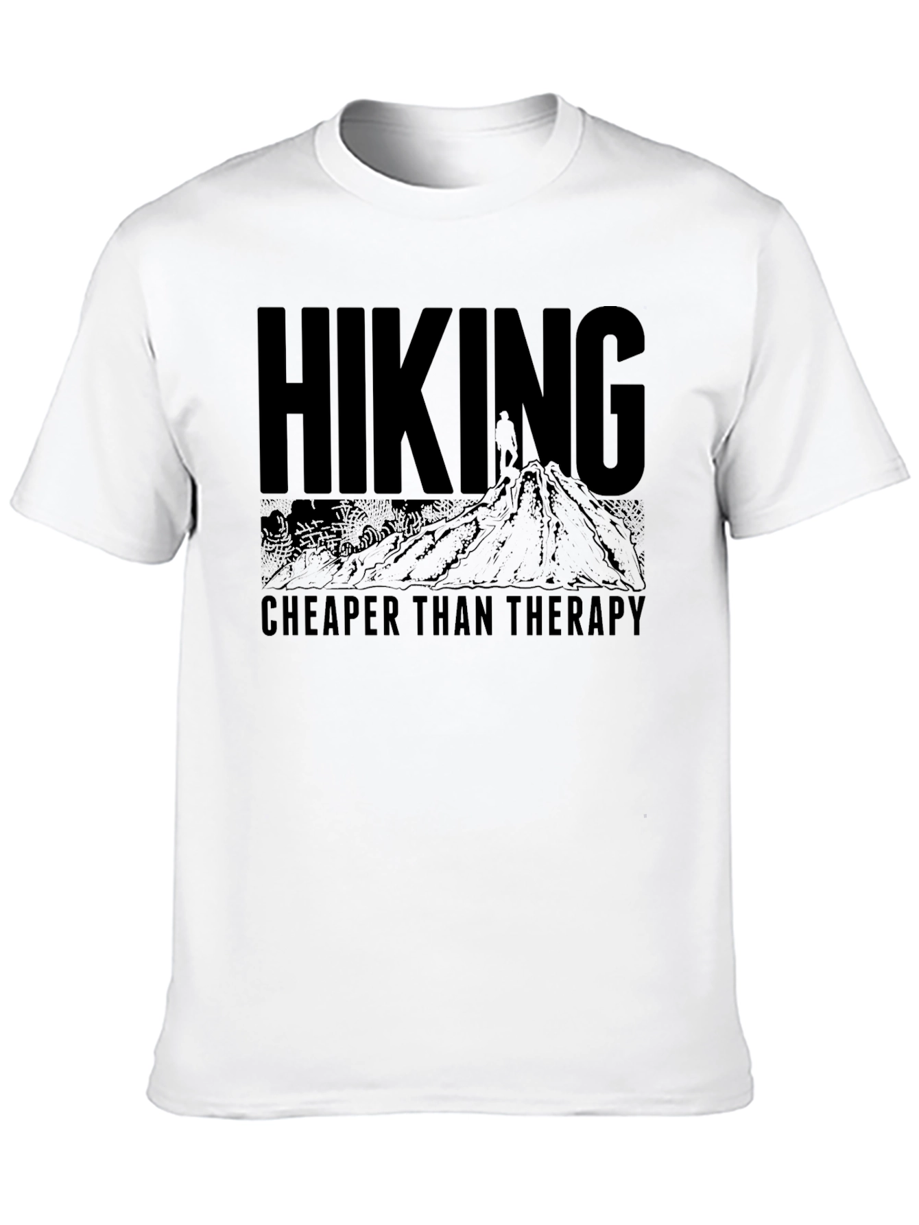 Black Hiking Cheaper Than Therapy Graphic T-Shirt view 10