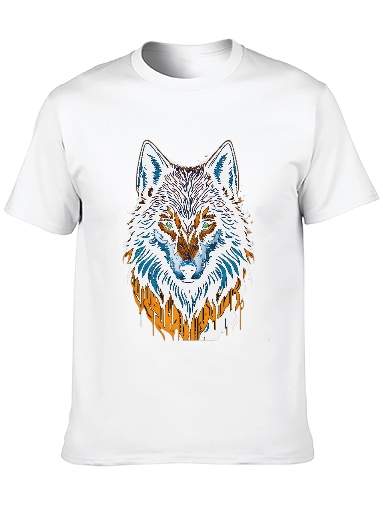 Black Wolf Graphic Print Men's Black T-Shirt view 10