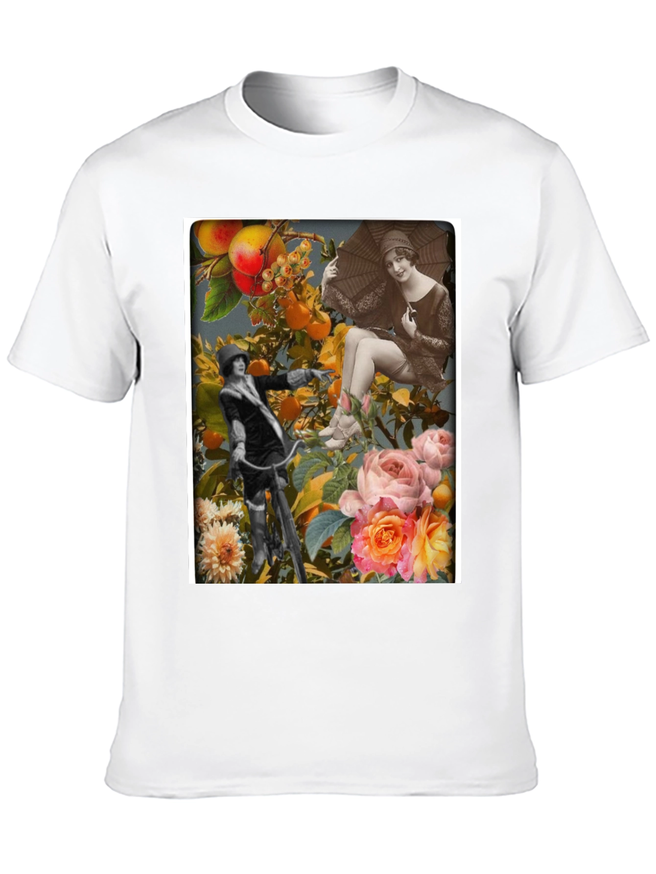 Black Vintage Collage Print Black T-Shirt view 10