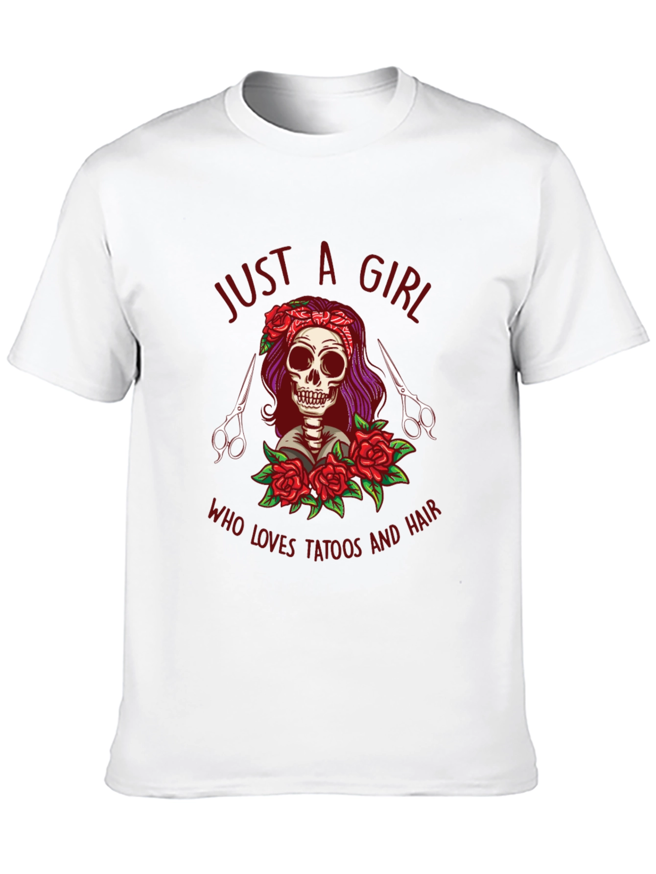 Black Just A Girl Who Loves Tattoos and Hair Graphic Tee view 10