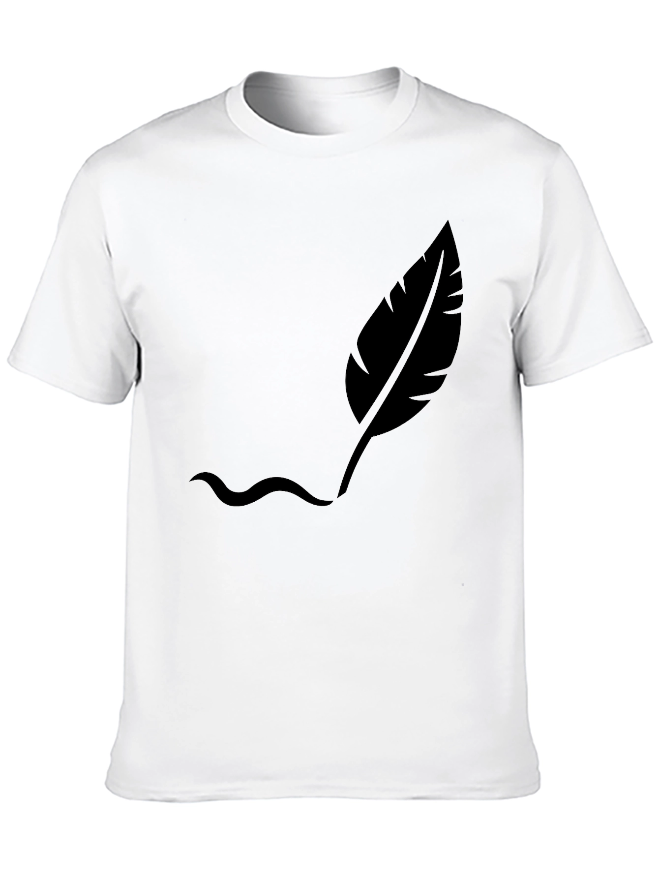 Black Men's Black T-Shirt with Feather Design view 10