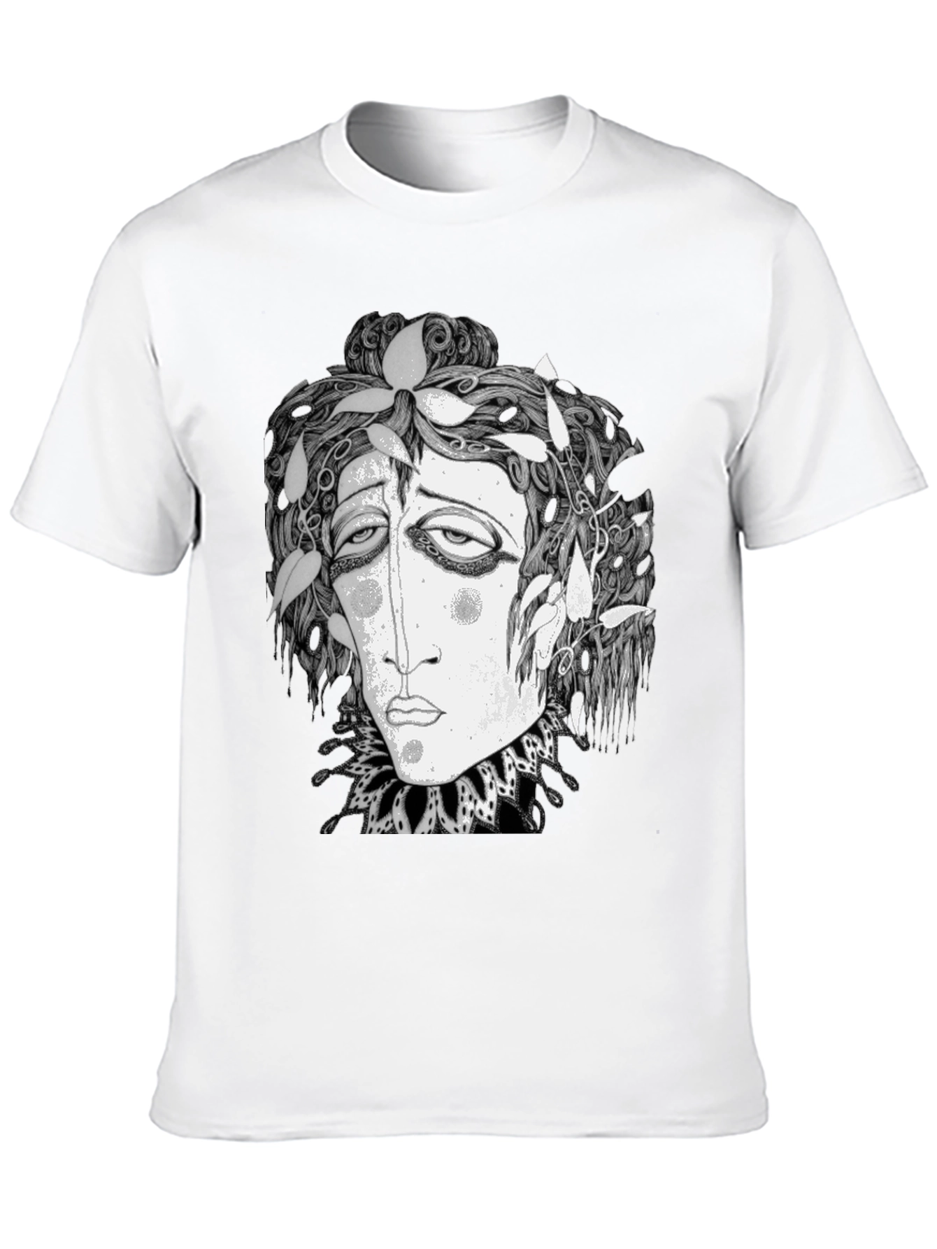 Black Surreal Face Graphic Print Black T-Shirt view 10