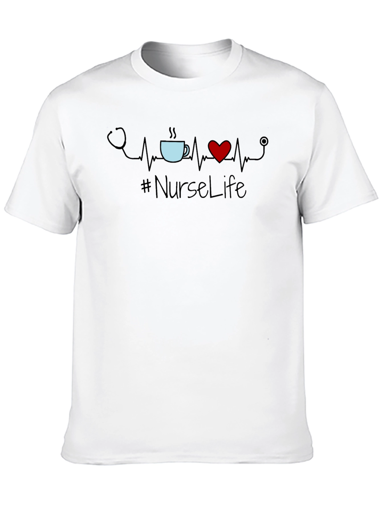 Black Nurse Life Tee - Stethoscope, Heartbeat, Coffee view 10