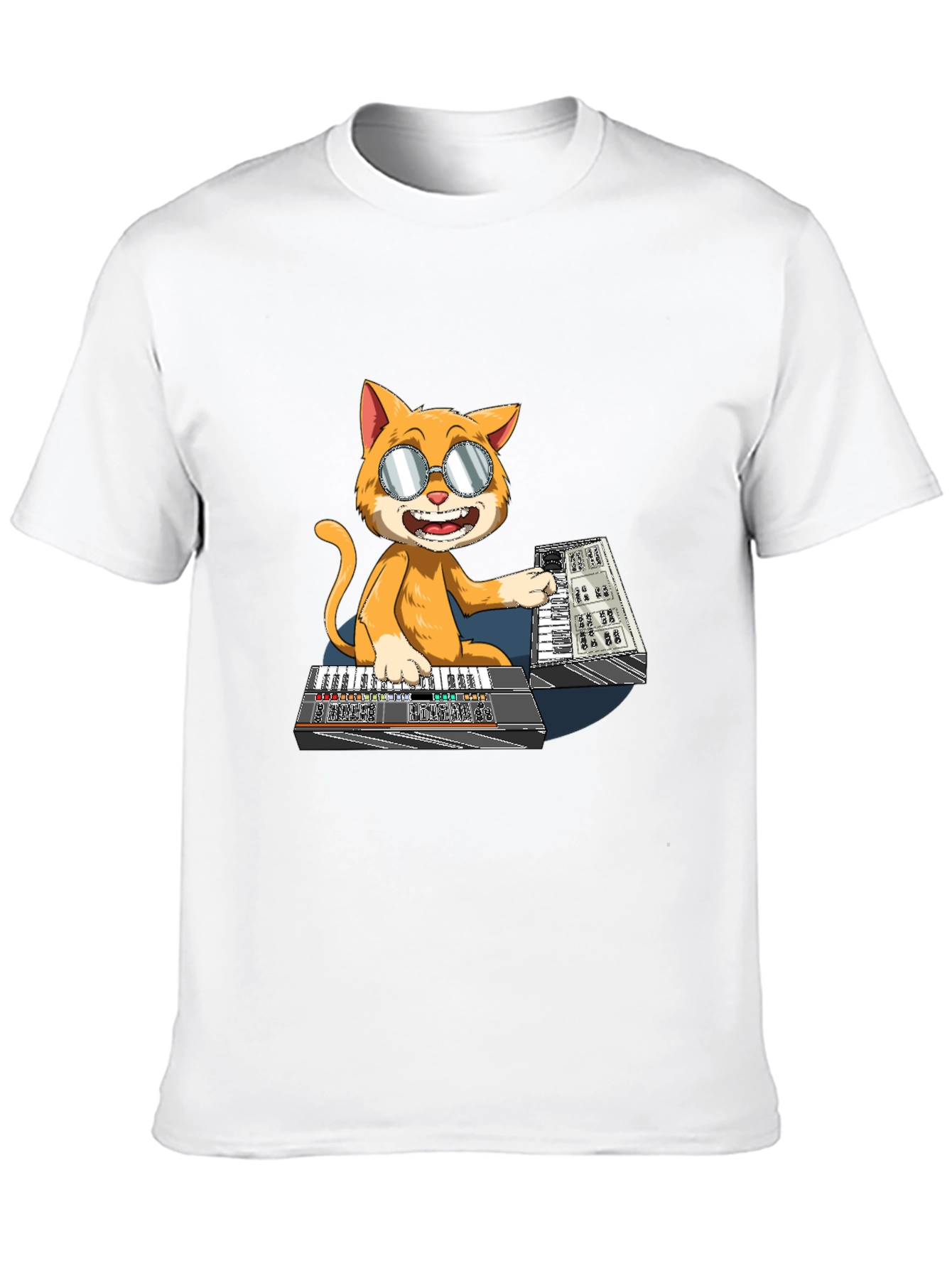 Black Cool Cat Keyboardist T-Shirt view 10