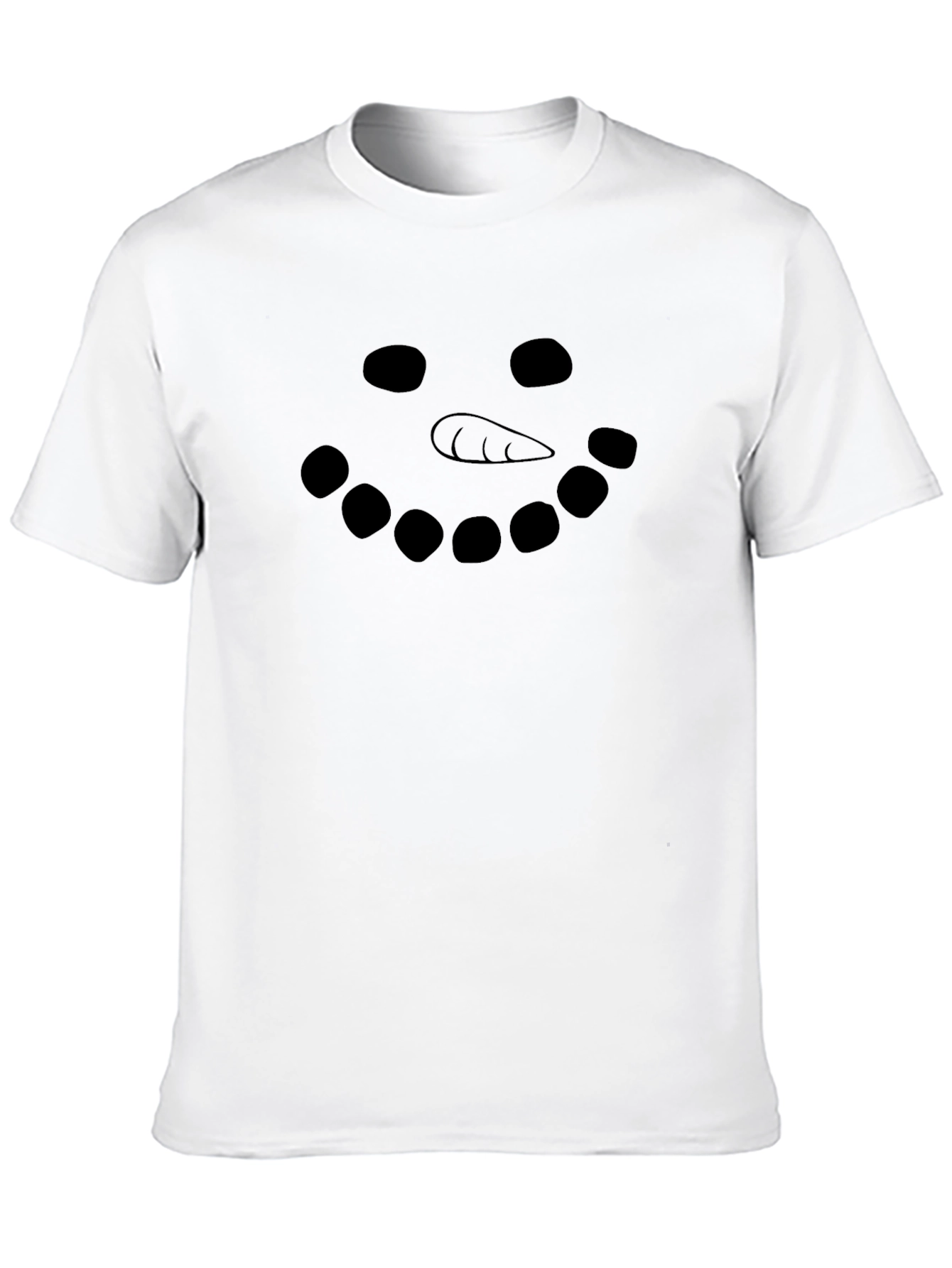 Black Snowman Face Graphic Tee - Black Cotton T-Shirt view 10