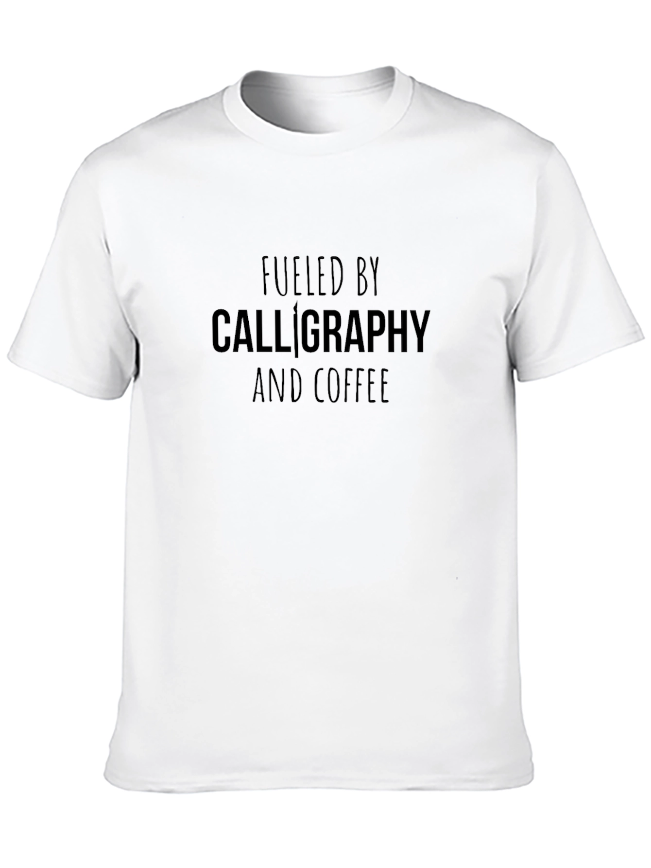 Black Fueled by Calligraphy & Coffee Black T-Shirt view 10