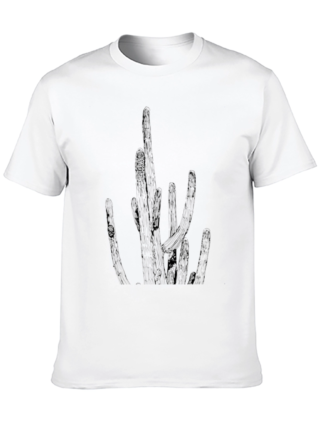 Black Cactus Print Crew Neck T-Shirt - Black view 10