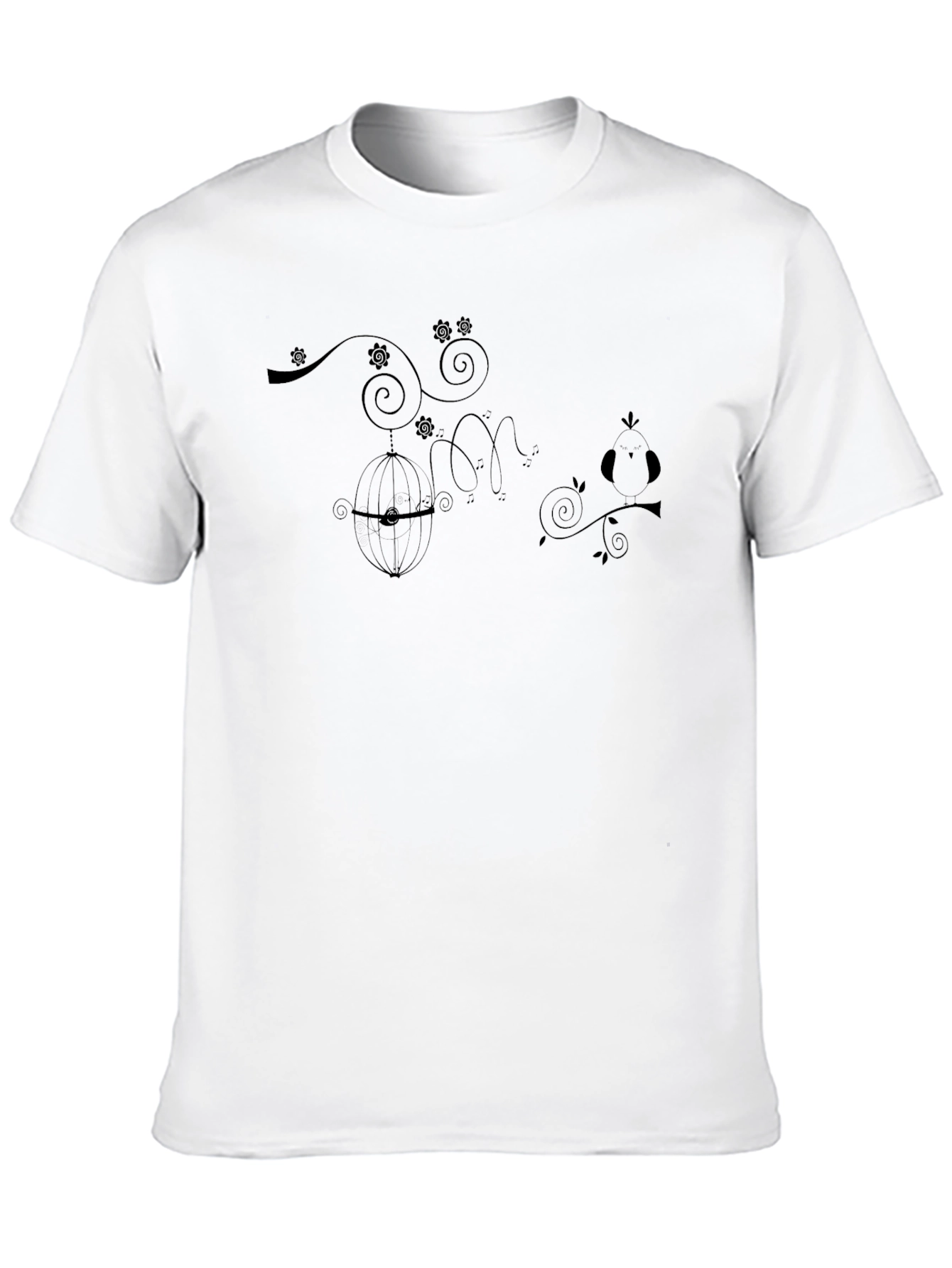 Black Elegant Black T-Shirt with Birdcage Design view 10