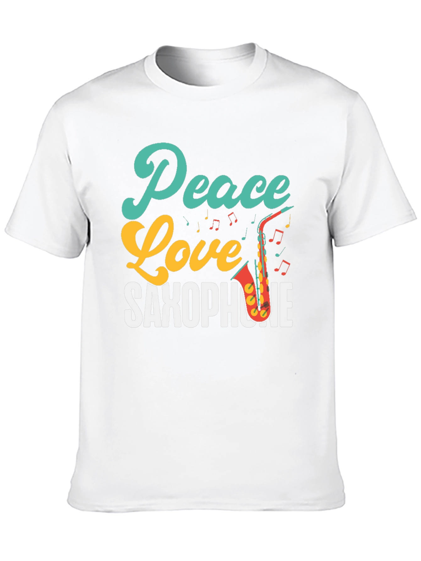 Black Peace Love Saxophone T-Shirt - Music Lover Tee view 10