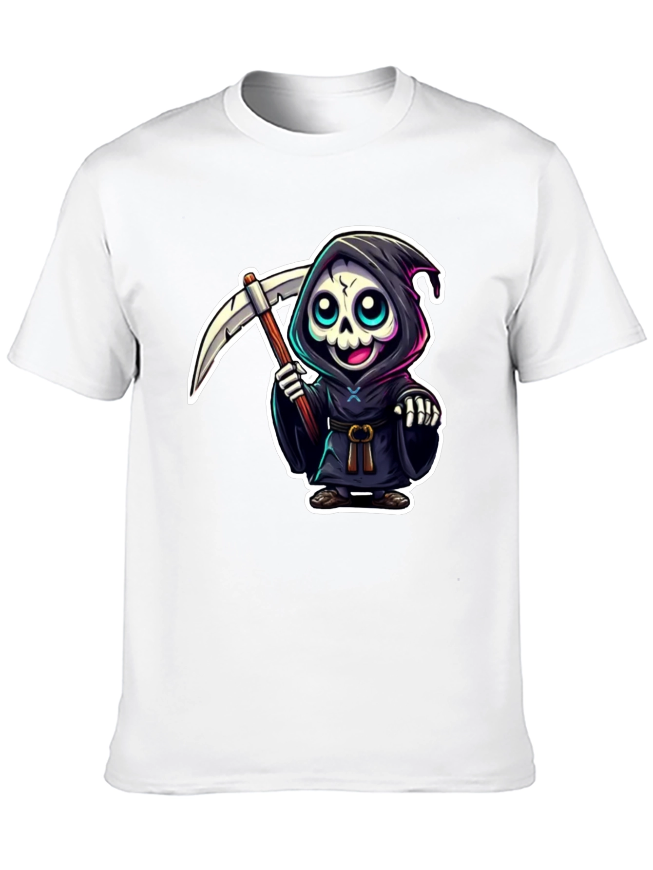 Black Grim Reaper Cartoon Graphic Black T-Shirt view 10