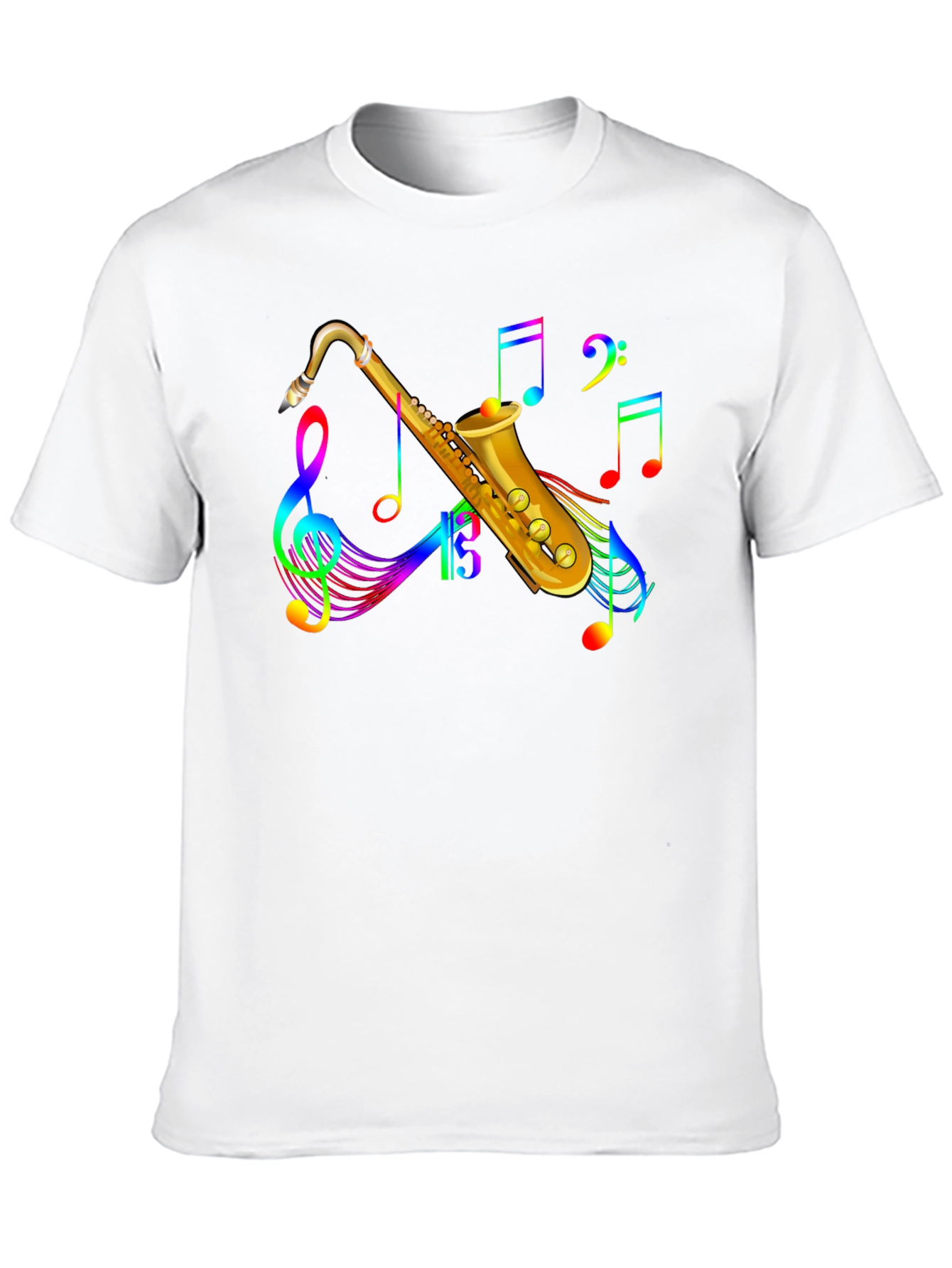 Black Rainbow Saxophone Music Notes Black T-Shirt view 10