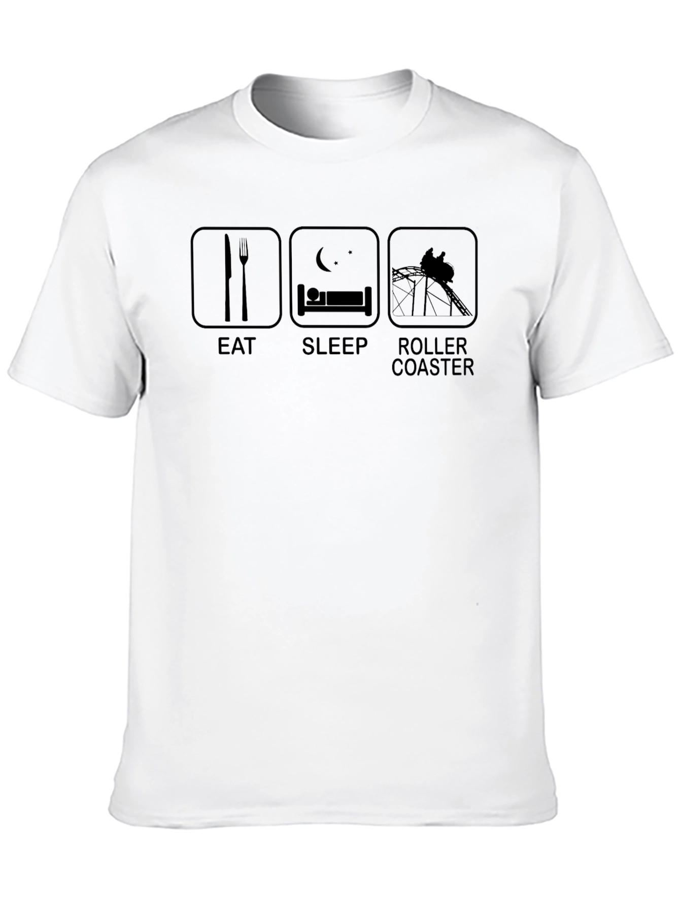 Black Eat Sleep Roller Coaster T-Shirt - Black Graphic Tee view 10
