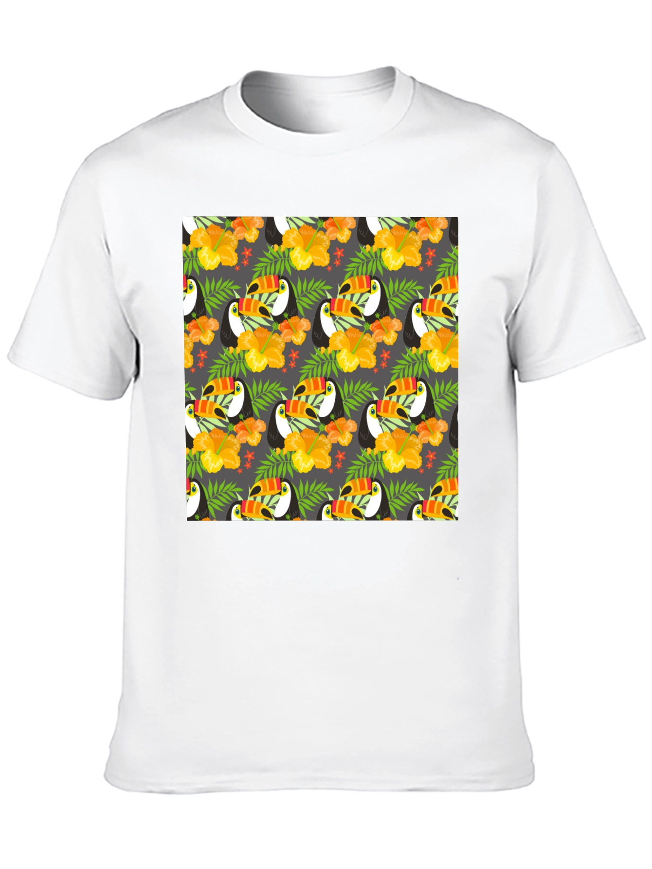 Black Tropical Toucan Print Crew Neck Tee view 10