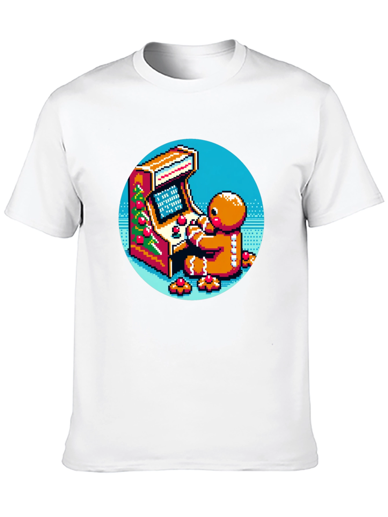 Black Gingerbread Gamer T-Shirt - Retro Pixel Arcade Fun view 10