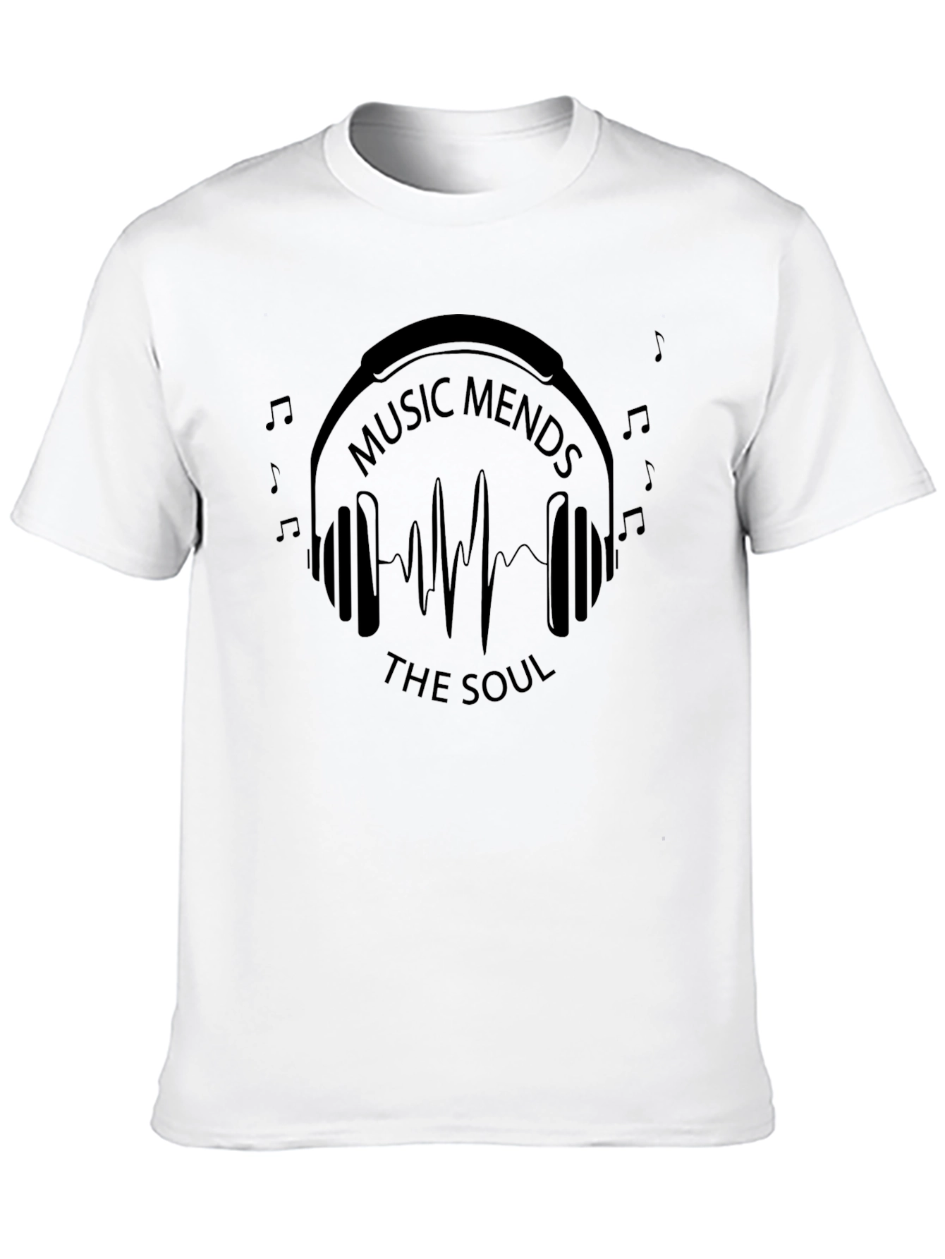 Black Music Mends Soul Graphic Tee - Black Casual T-Shirt view 10