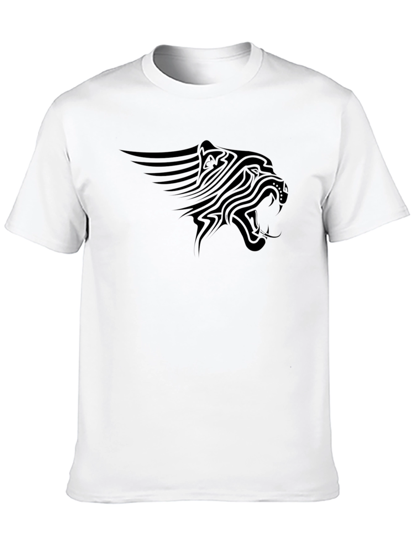 Black Black T-Shirt with Tribal Lion Graphic view 10