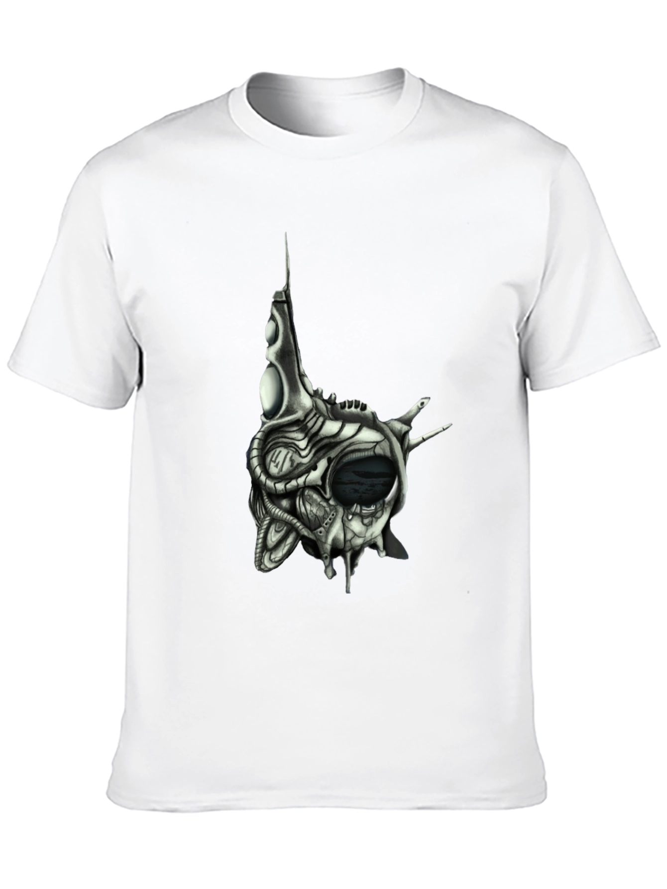 Black Cybernetic Skull T-Shirt - Dark Sci-Fi Style view 10