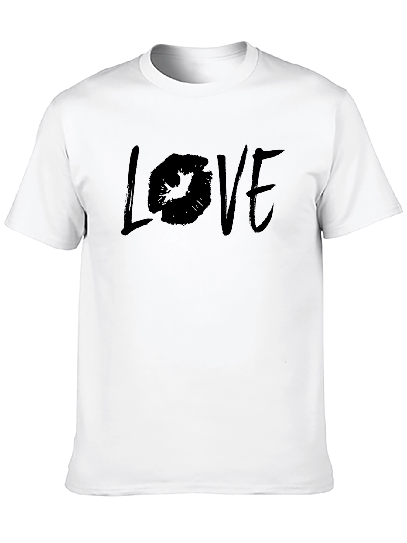 Black Love Lips Print Black Cotton T-Shirt view 10