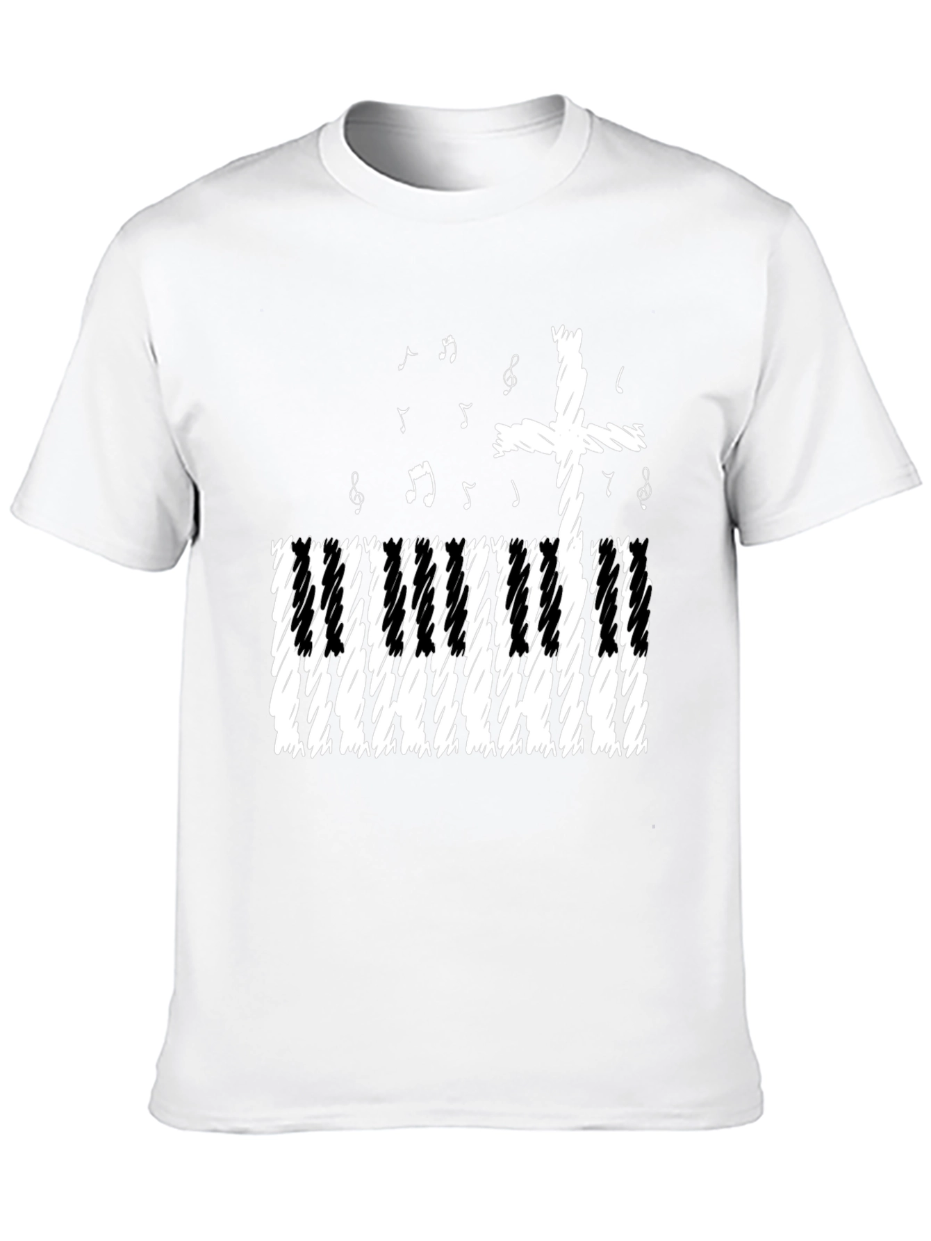 Black Musical Cross T-Shirt - Christian Piano Music Tee view 10