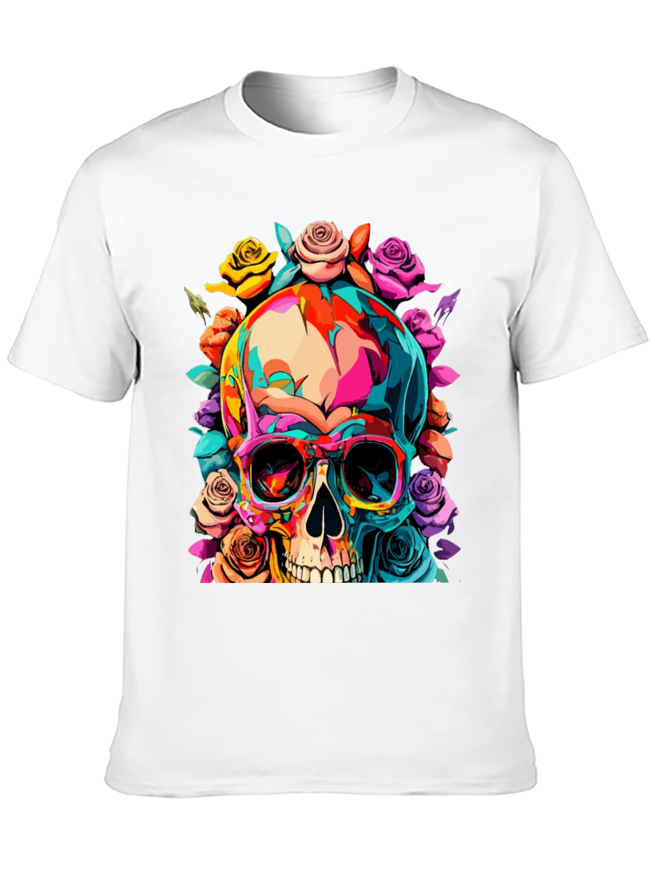 Black Skull & Roses Graphic Tee view 10