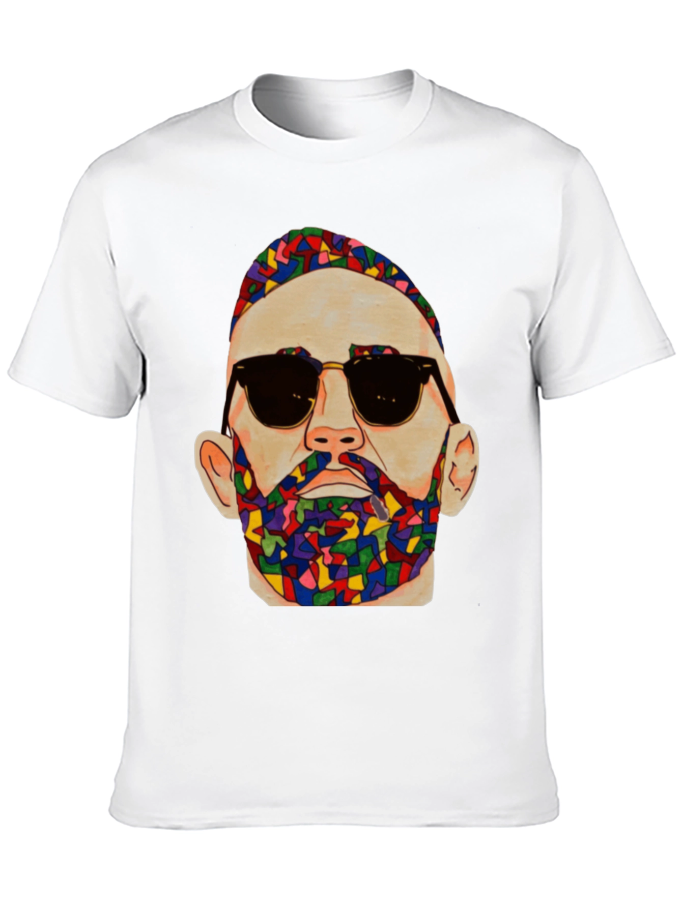 Black Unique Mosaic Man Graphic Print T-Shirt view 10