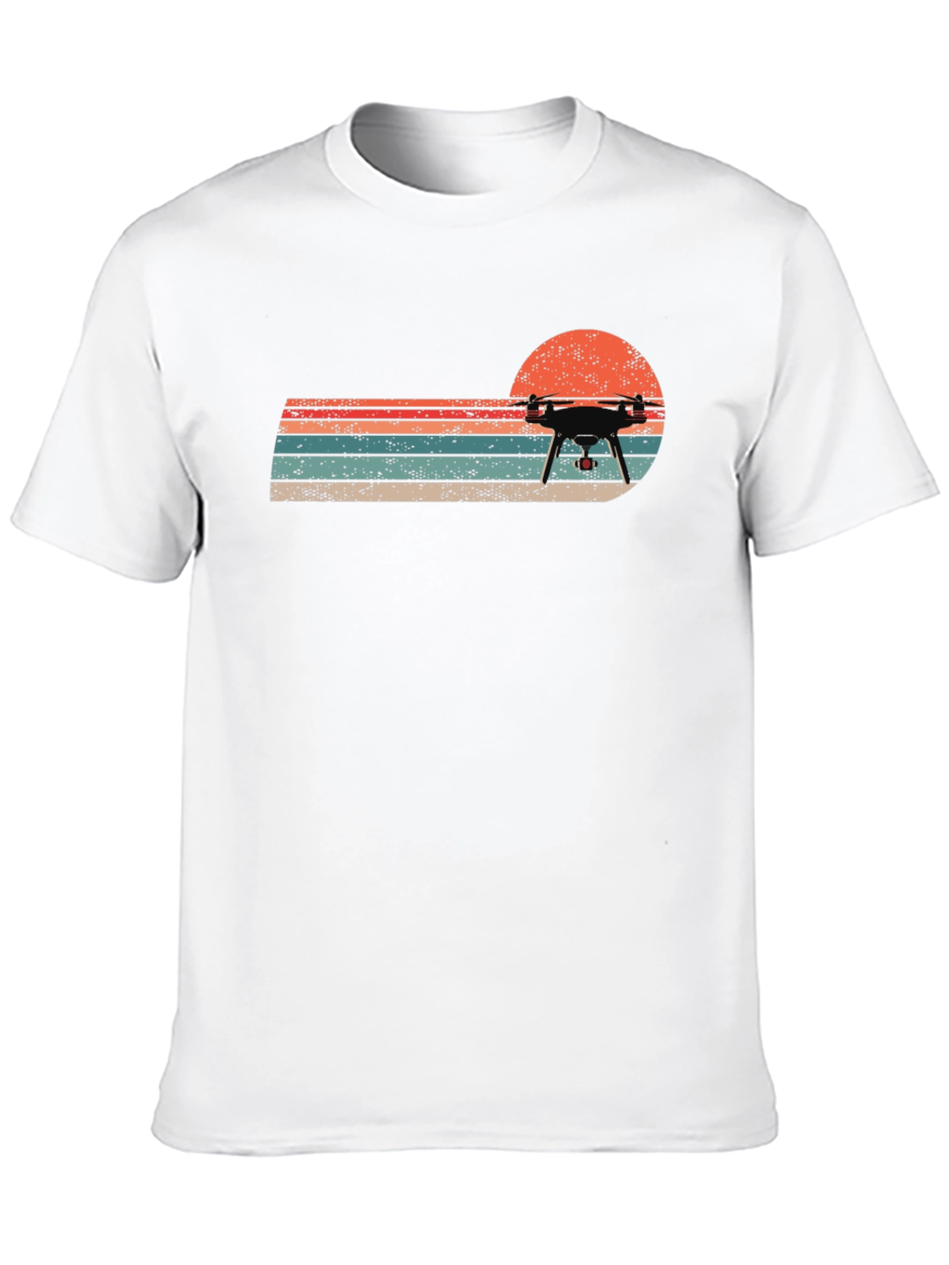 Black Retro Drone Sunset T-Shirt - Cool Graphic Tee view 10