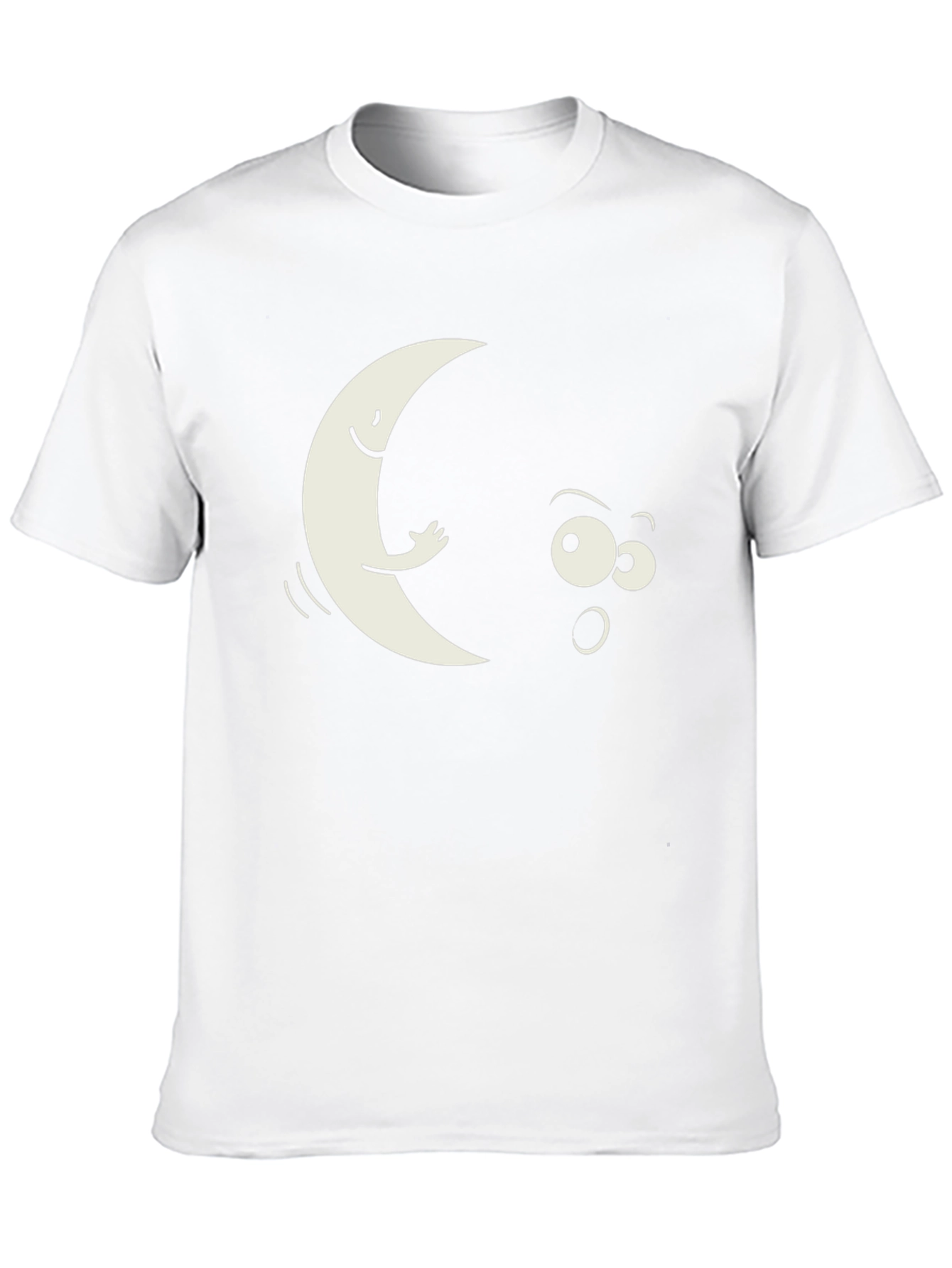 Black Funny Moon Peeking T-Shirt - Black view 10