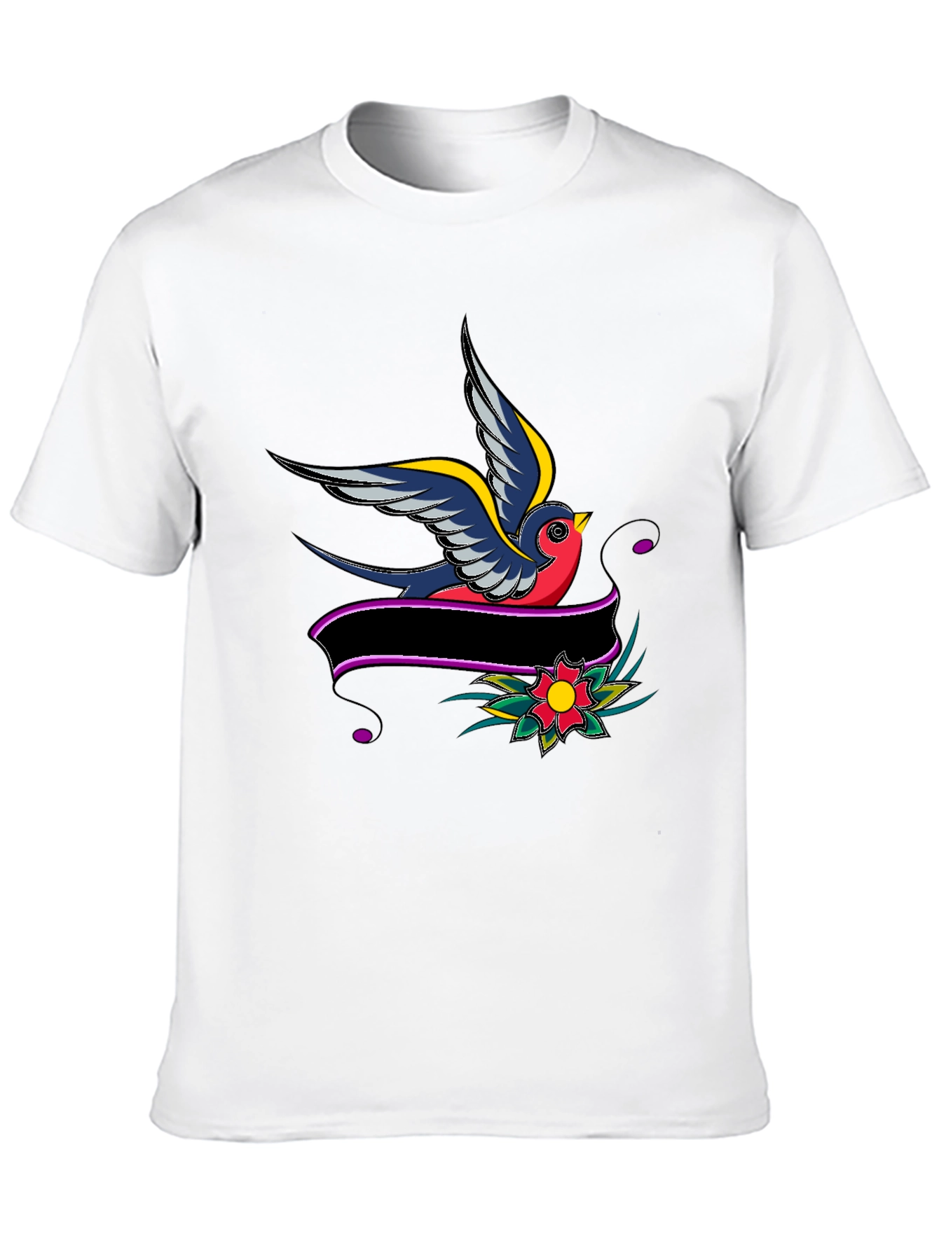 Black Swallow & Banner Graphic Black T-Shirt view 10