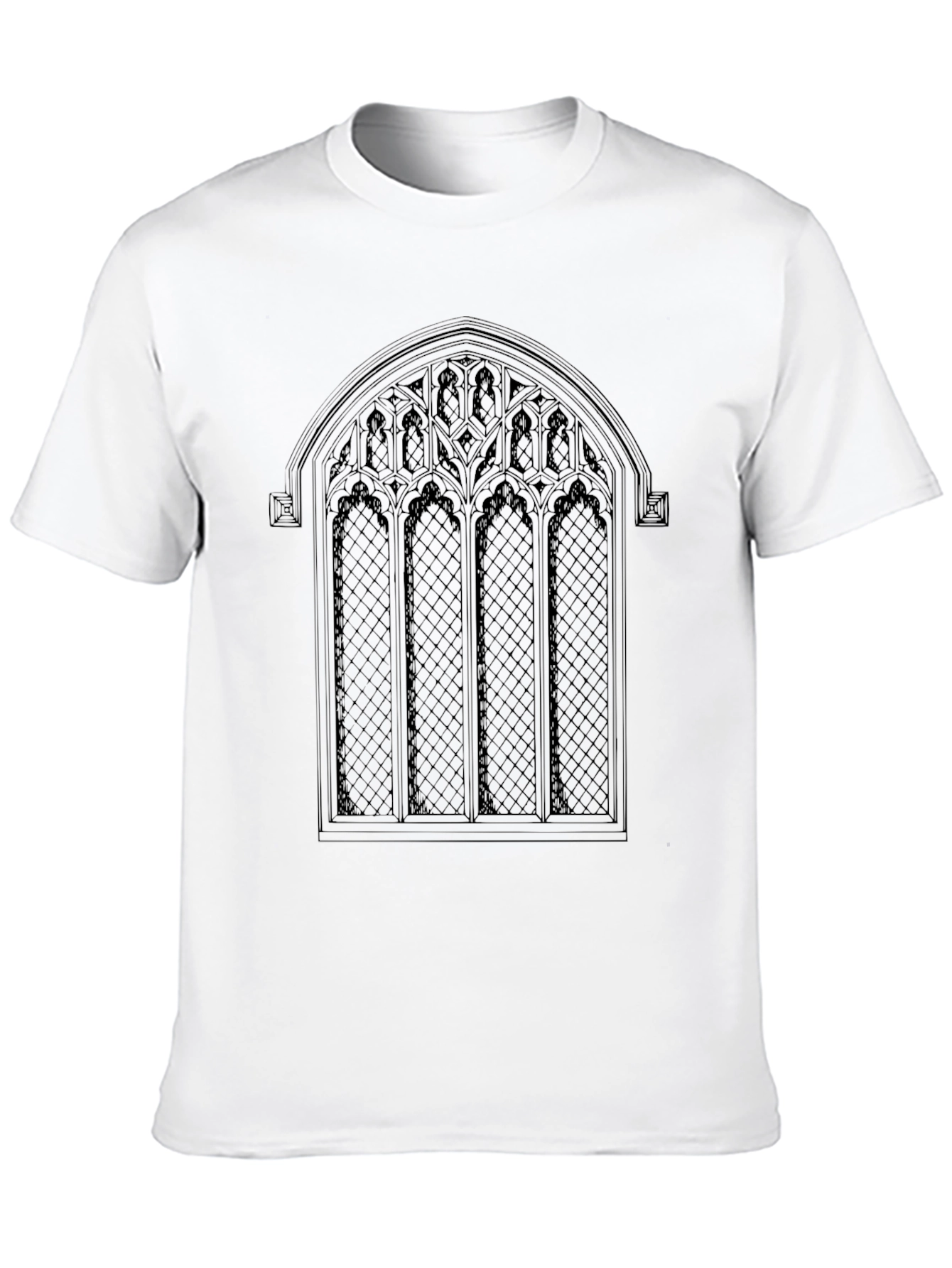 Black Gothic Window T-Shirt - Elegant Architectural Design view 10