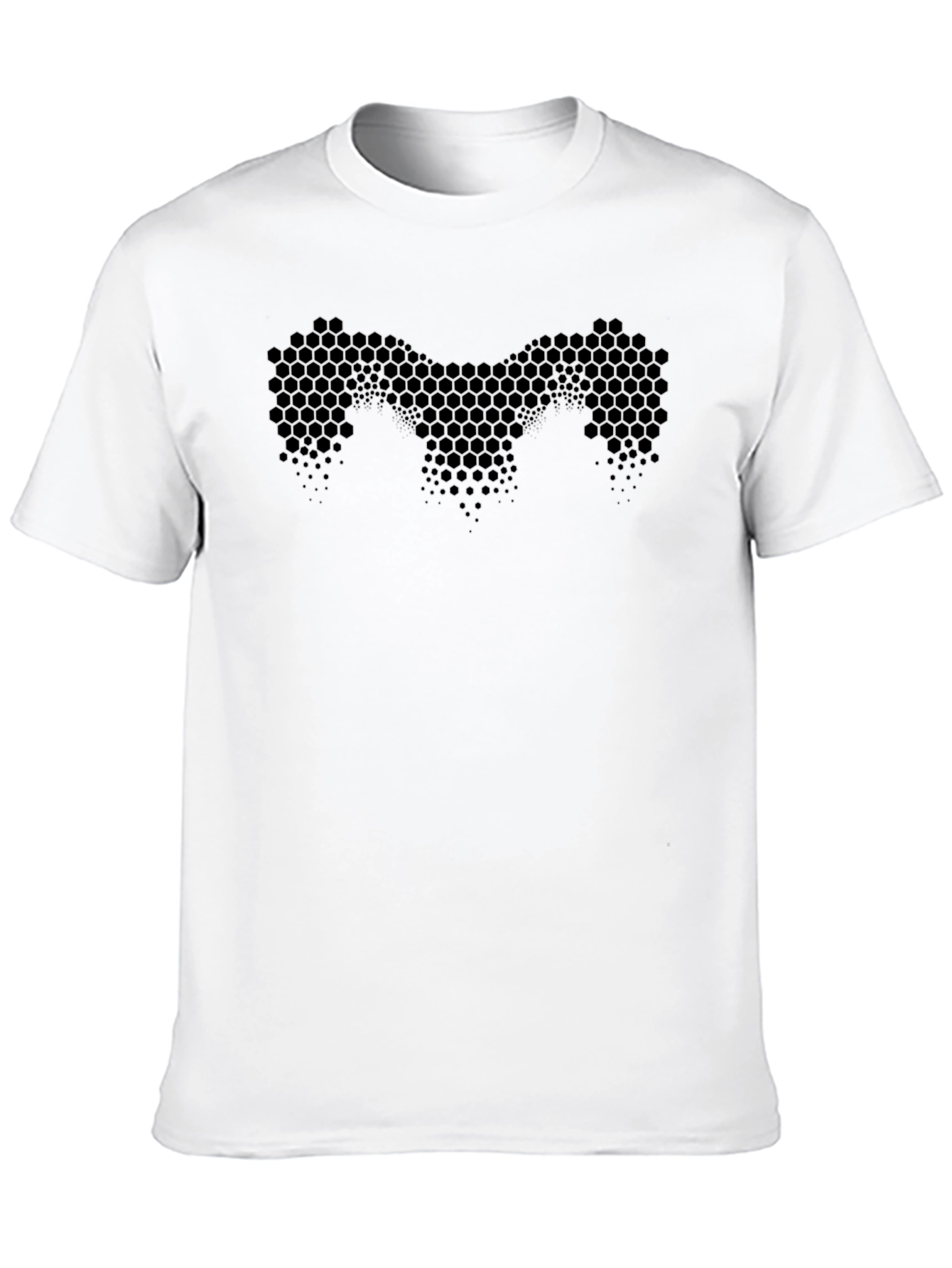 Black Honeycomb Patterned Men's Black T-Shirt view 10