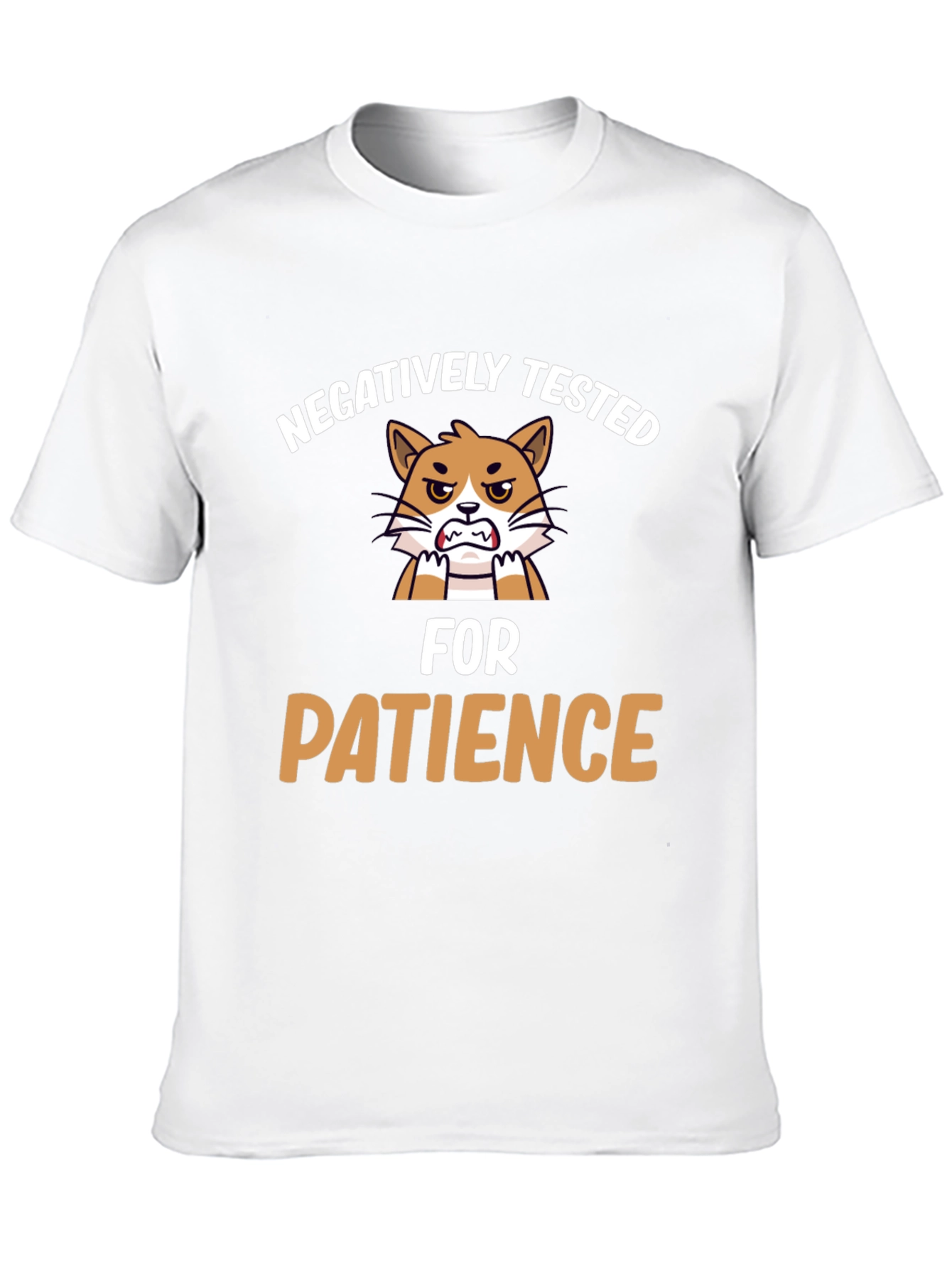 Black Funny "Negatively Tested for Patience" Cat Graphic T-Shirt view 10