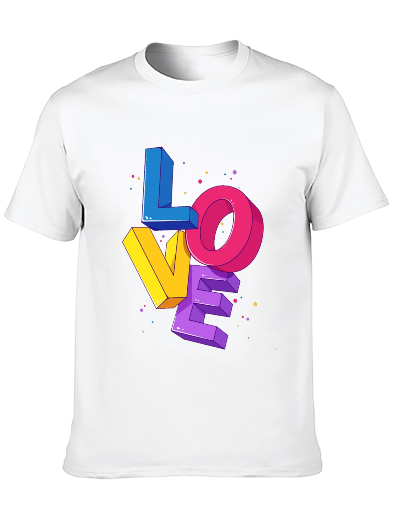 Black Colorful 3D Love Graphic Print Black T-Shirt view 10