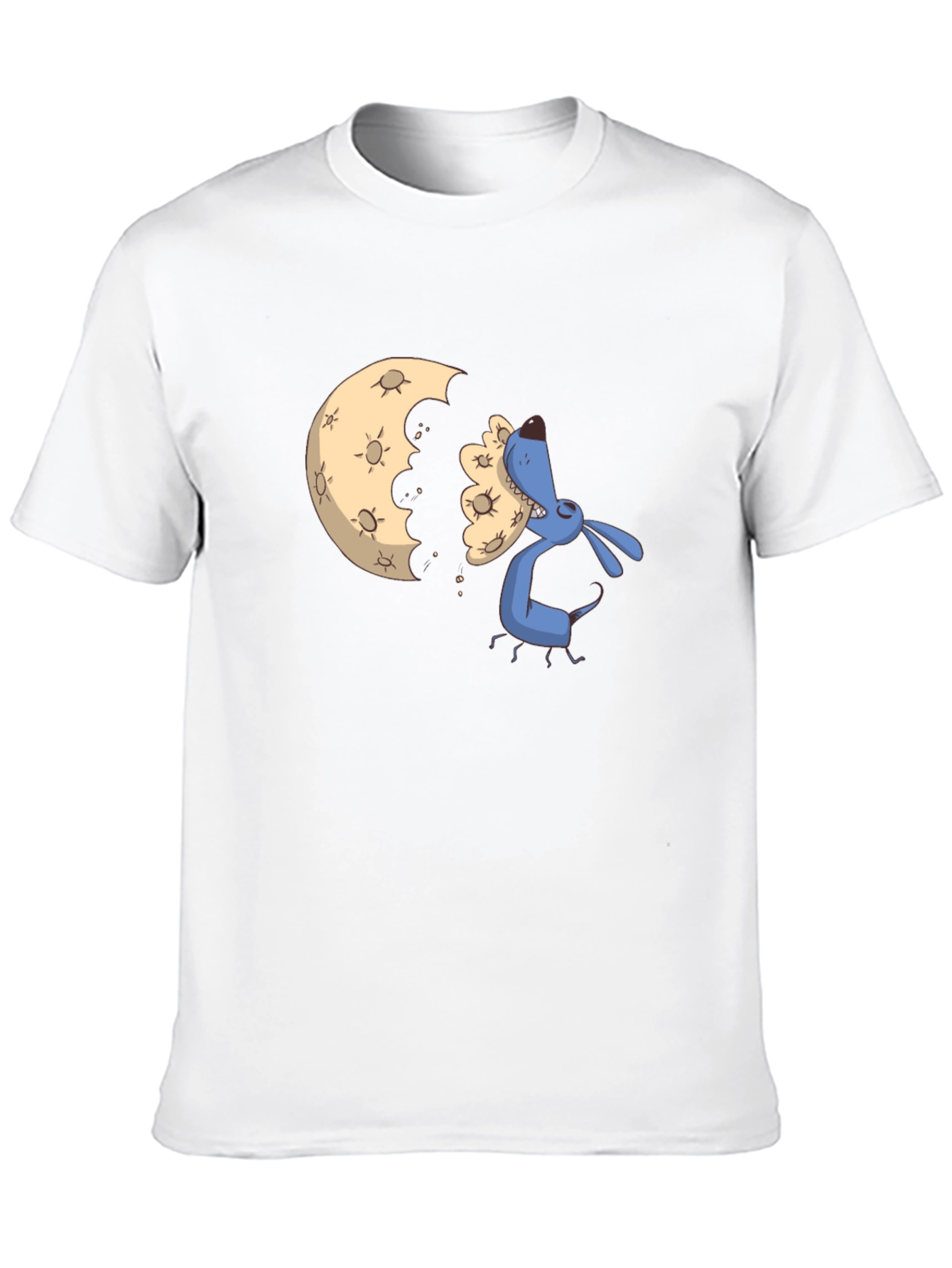 Black Cartoon Moon Eating Dog Black T-Shirt view 10