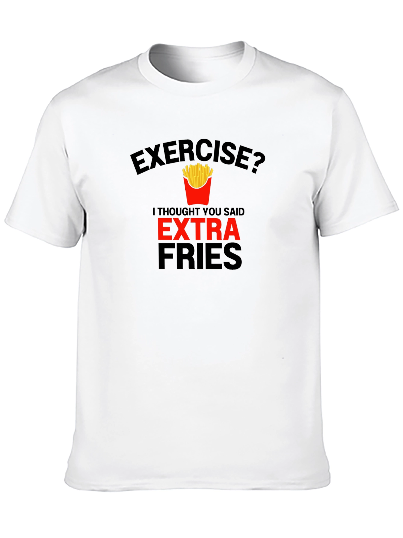 Black Funny "Extra Fries" Graphic Tee - Black view 10