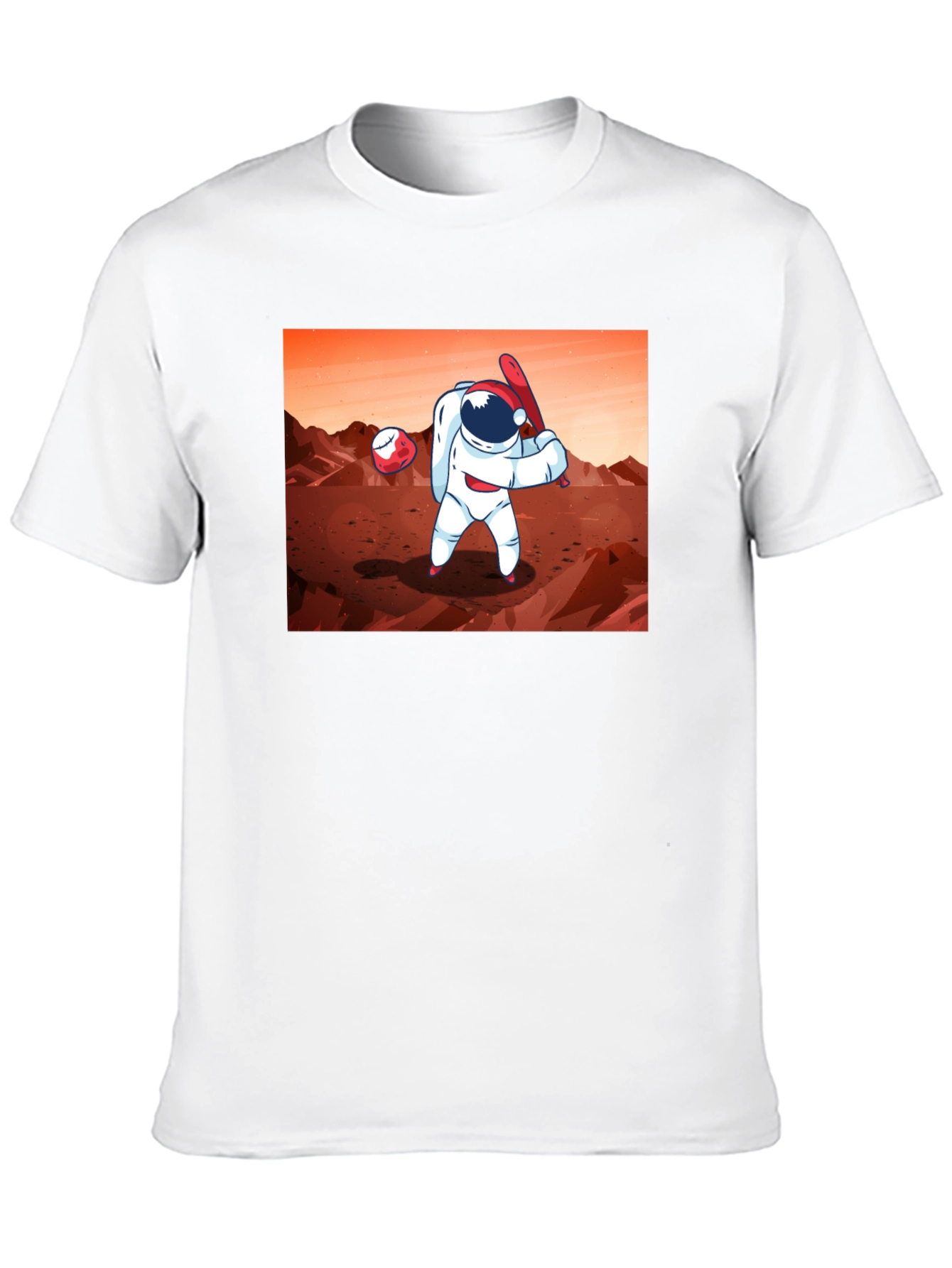 Black Astronaut Baseball on Mars Graphic T-Shirt view 10