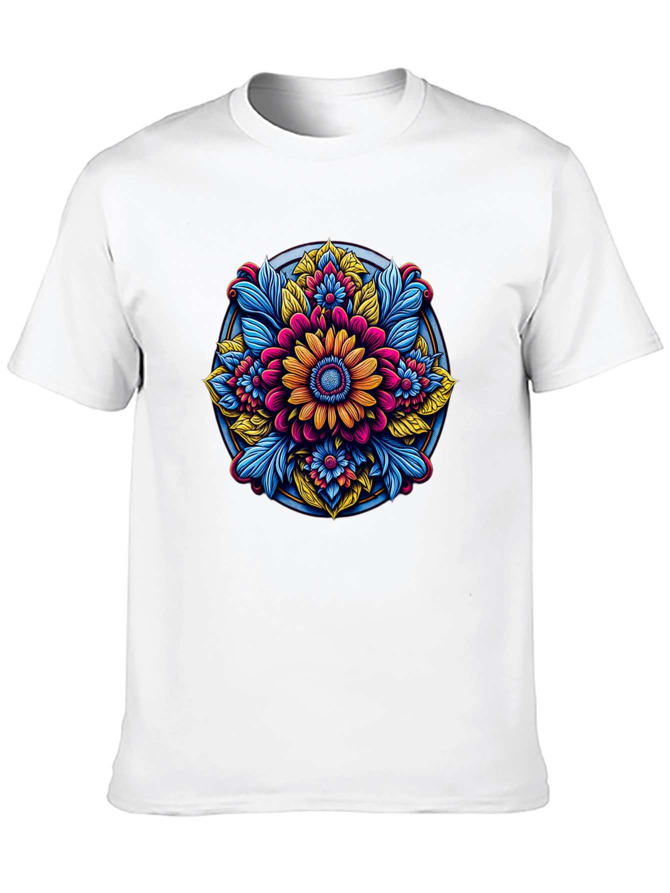 Black Floral Mandala Graphic Black T-Shirt view 10