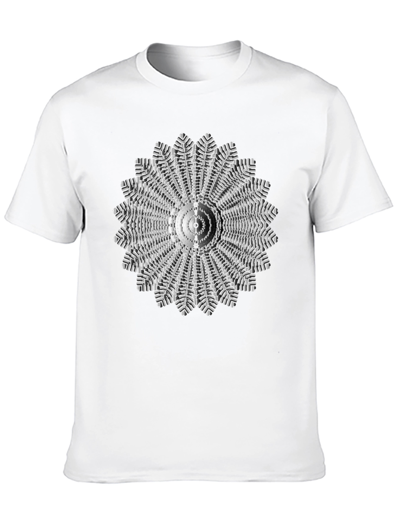 Black Abstract Radial Design Black T-Shirt view 10