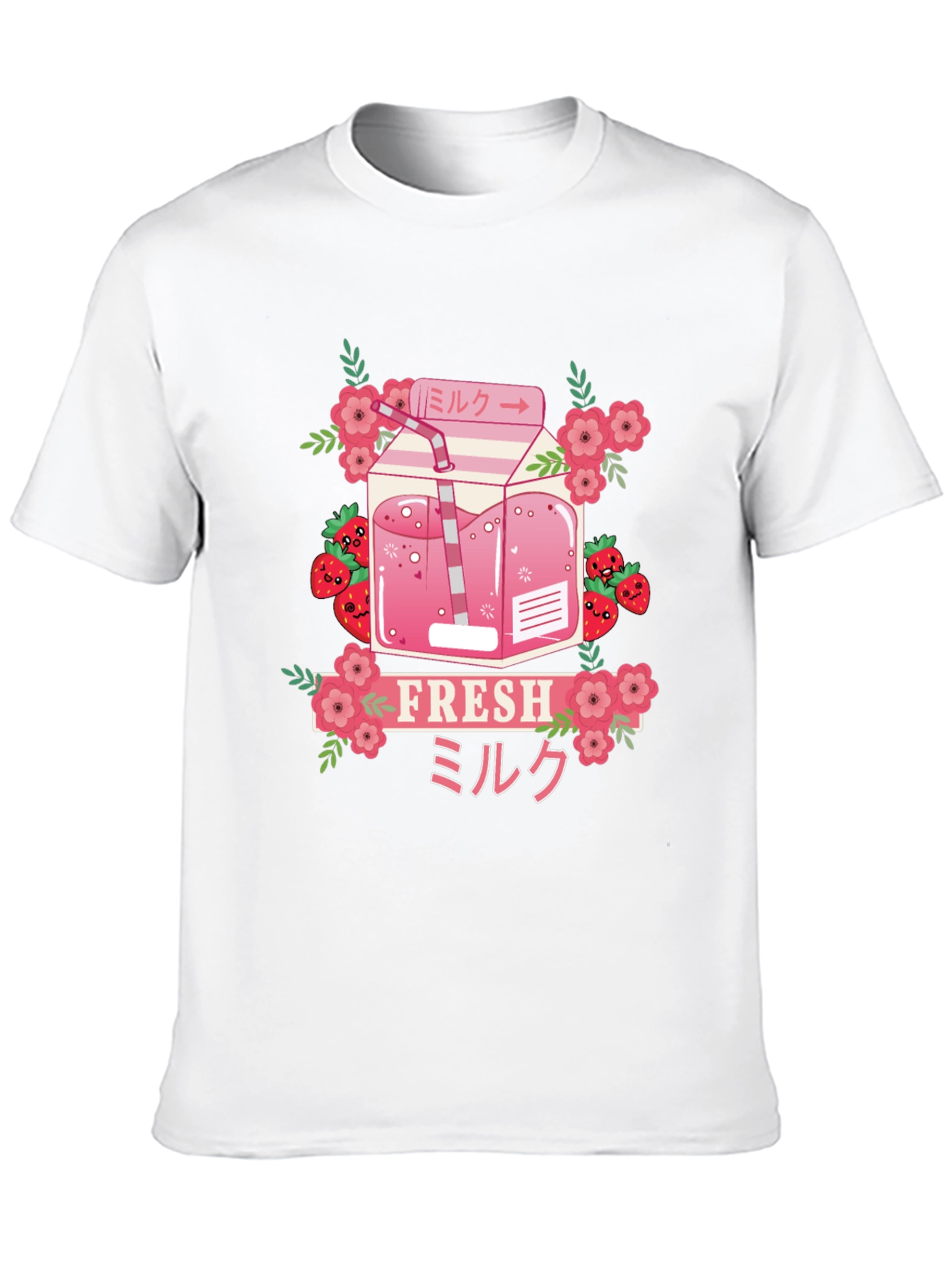 Black Strawberry Milk T-Shirt - Fresh Kawaii Design view 10