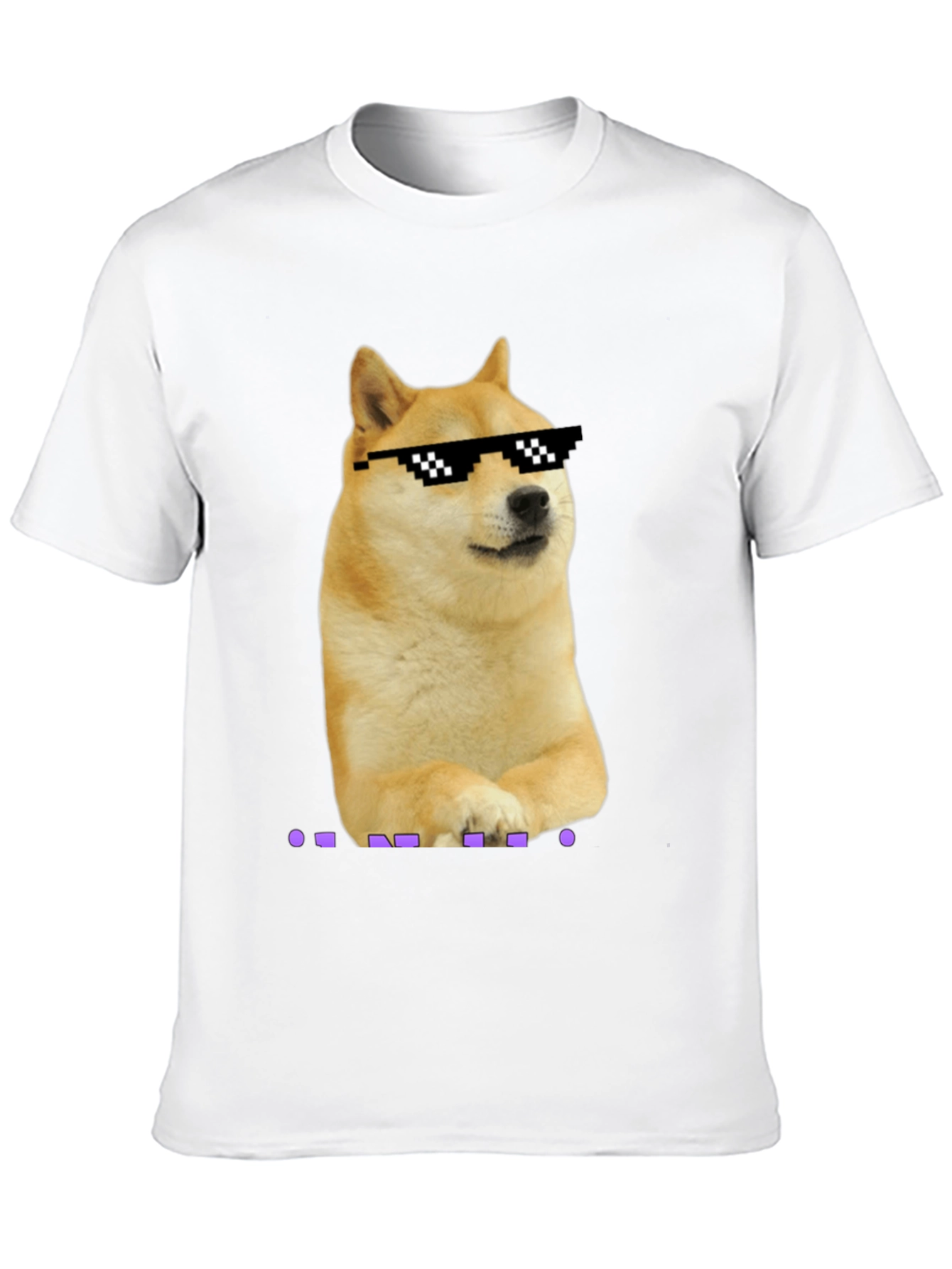Black Doge Meme Pixel Sunglasses T-Shirt - Black view 10