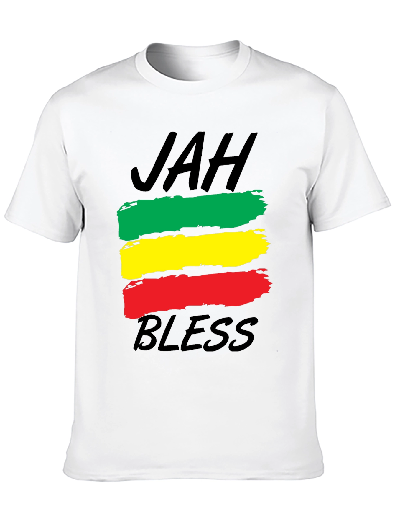 Black Rasta Reggae Jah Bless T-Shirt - Black view 10