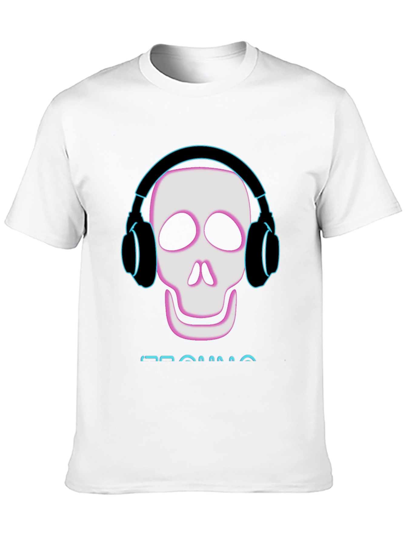 Black Skull with Headphones Black T-Shirt view 10